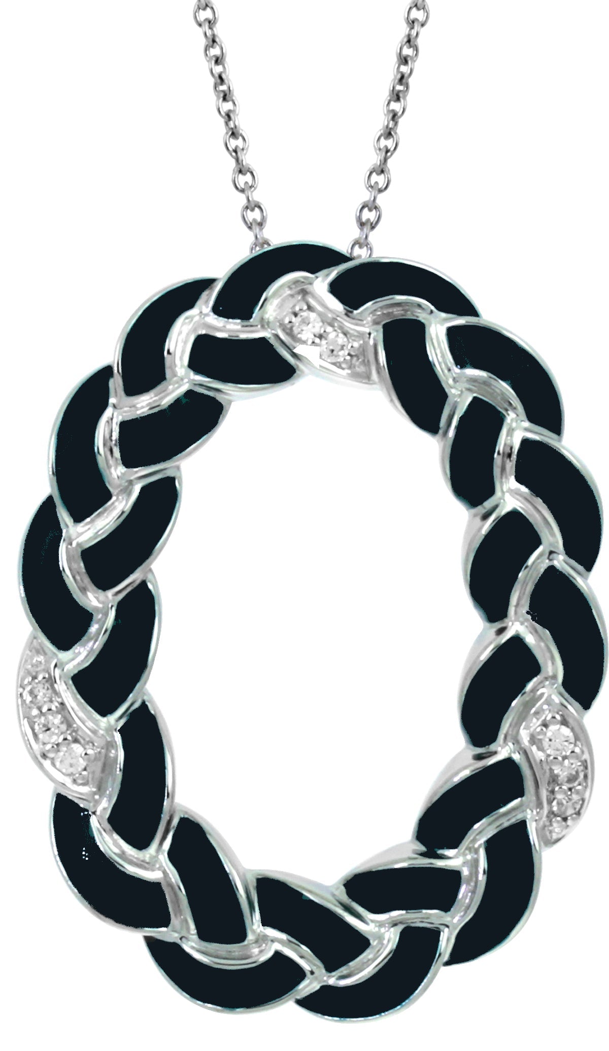 Pendente ovale intrecciato con pietre