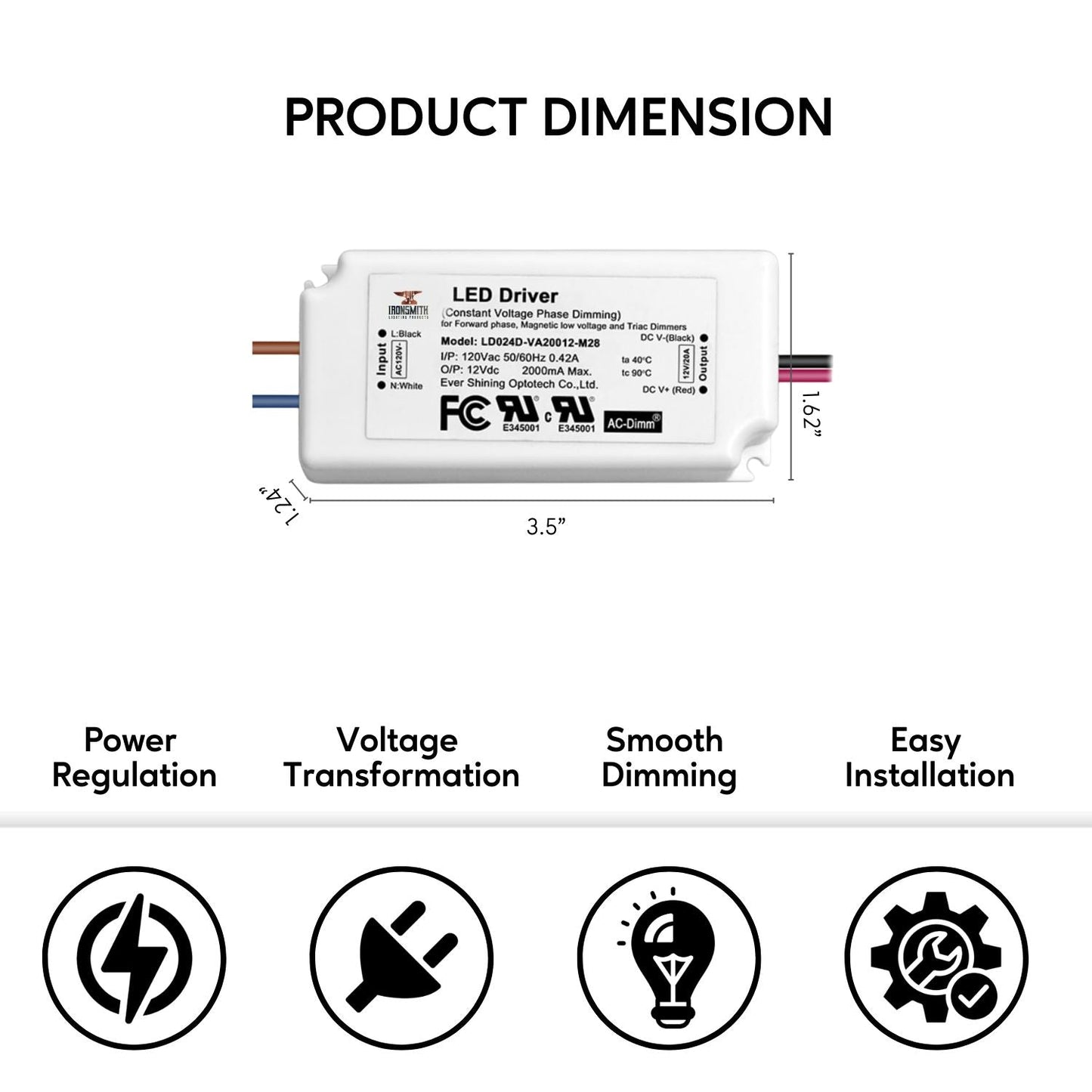 120V -24V 24W | LED-ljusstyrning med Triac-dämpning