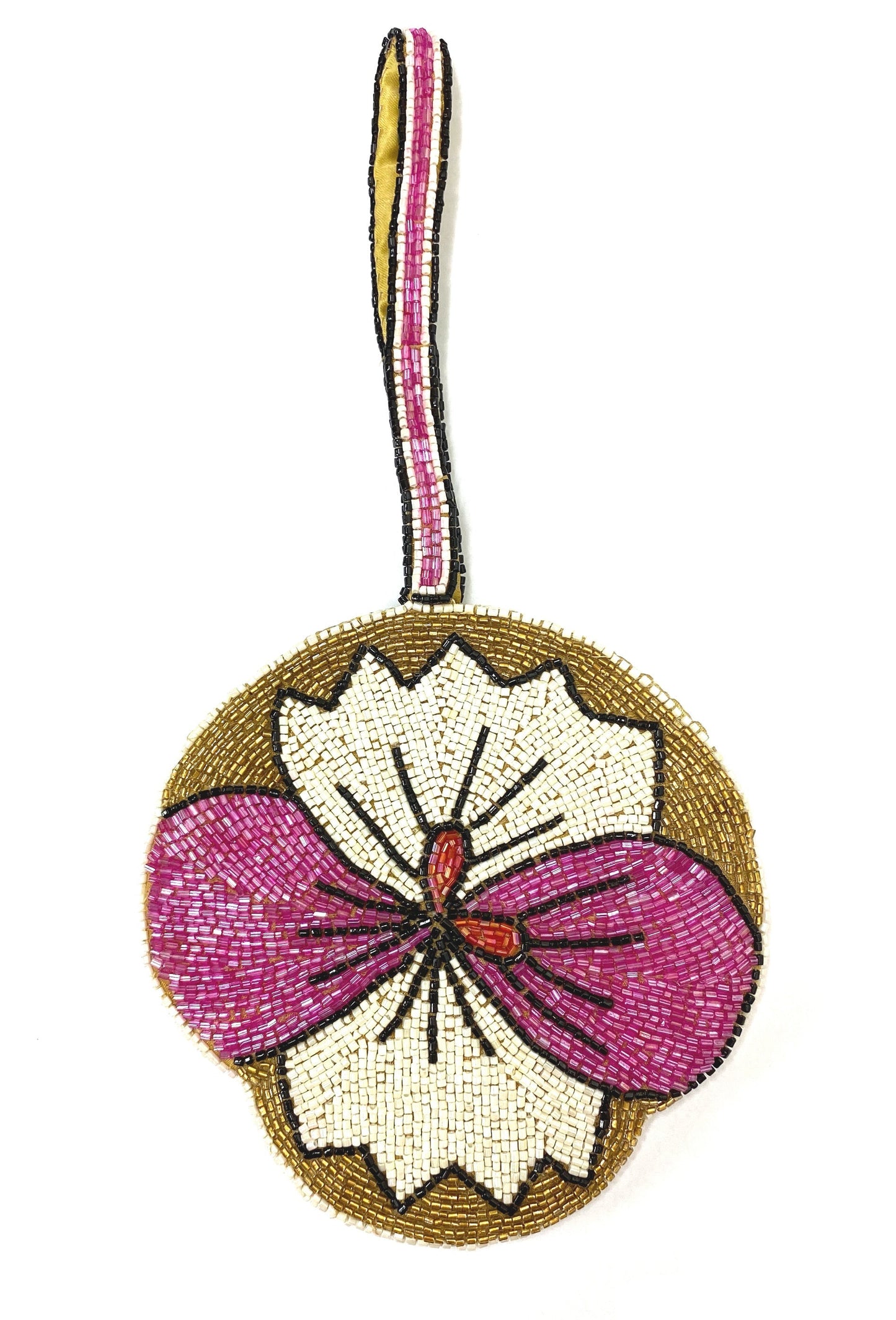 1920er Handbesticktes Armband Abendtasche - Französische Violette - Pink