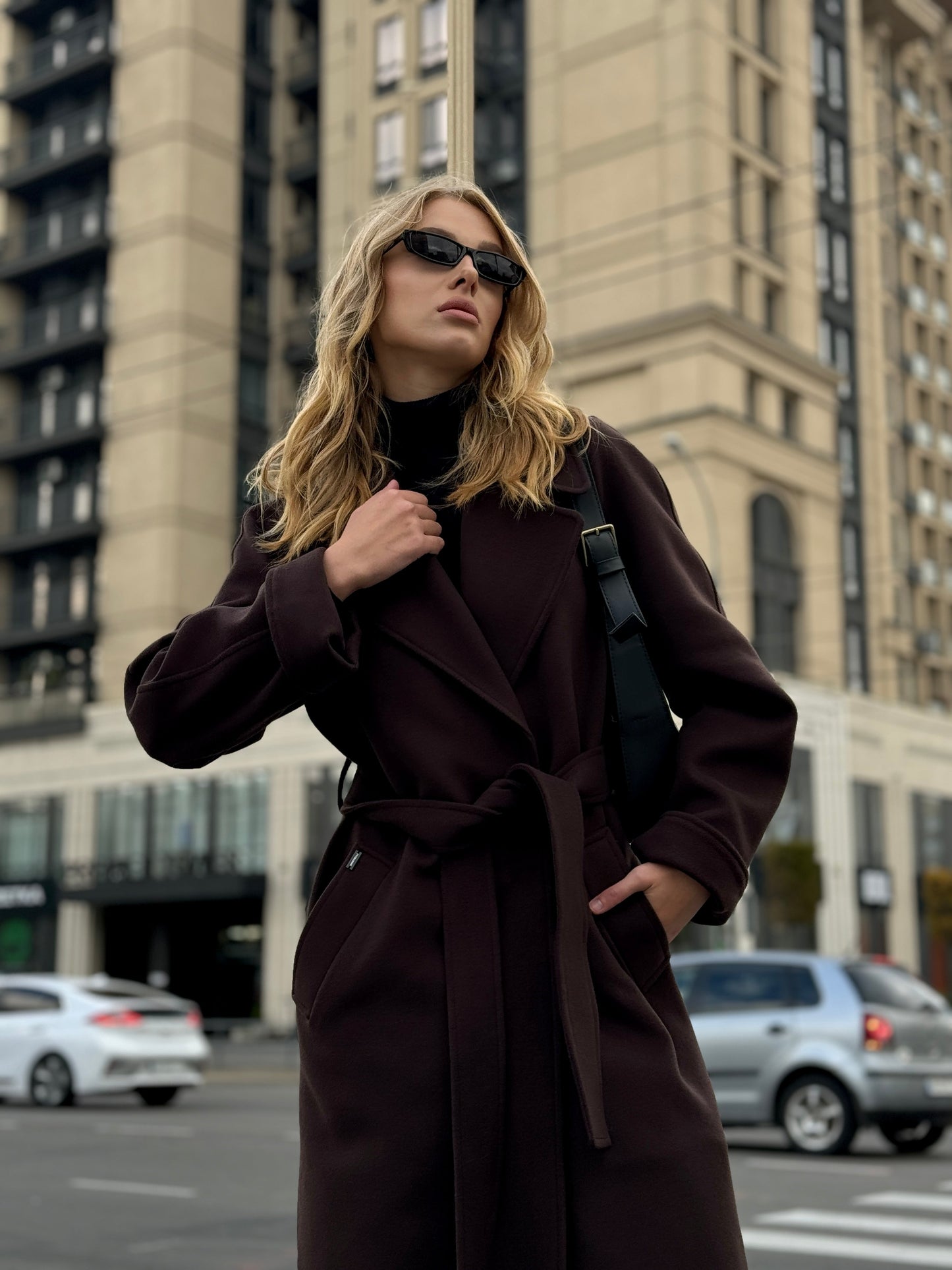 Cappotto classico Emily in misto lana colore cioccolato intenso