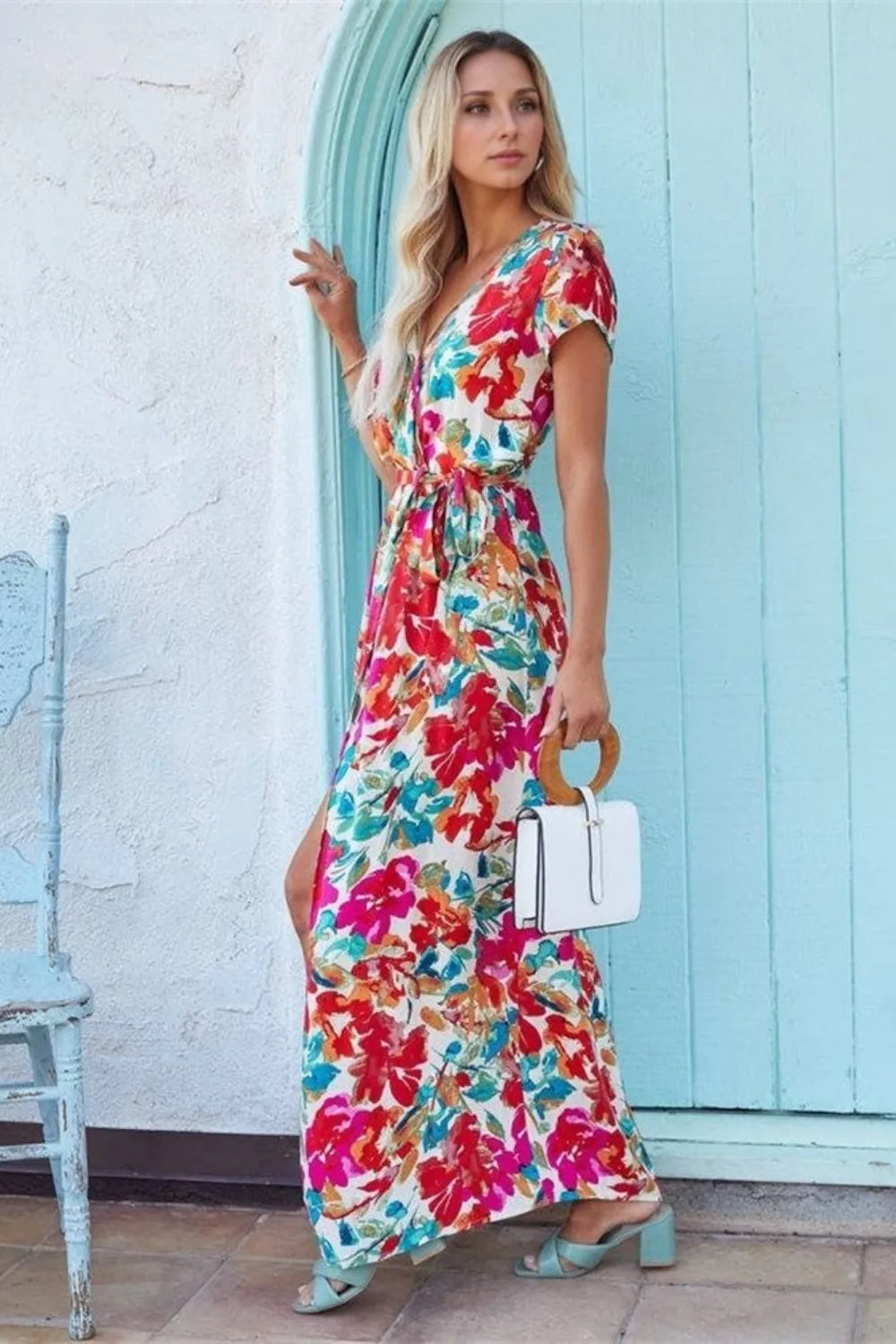 Wildflower Breeze Tie-Waist Maxi Dress