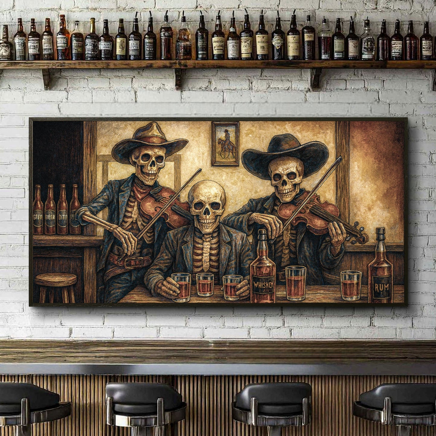 Scheletri da cowboy Arte da parete western per bar