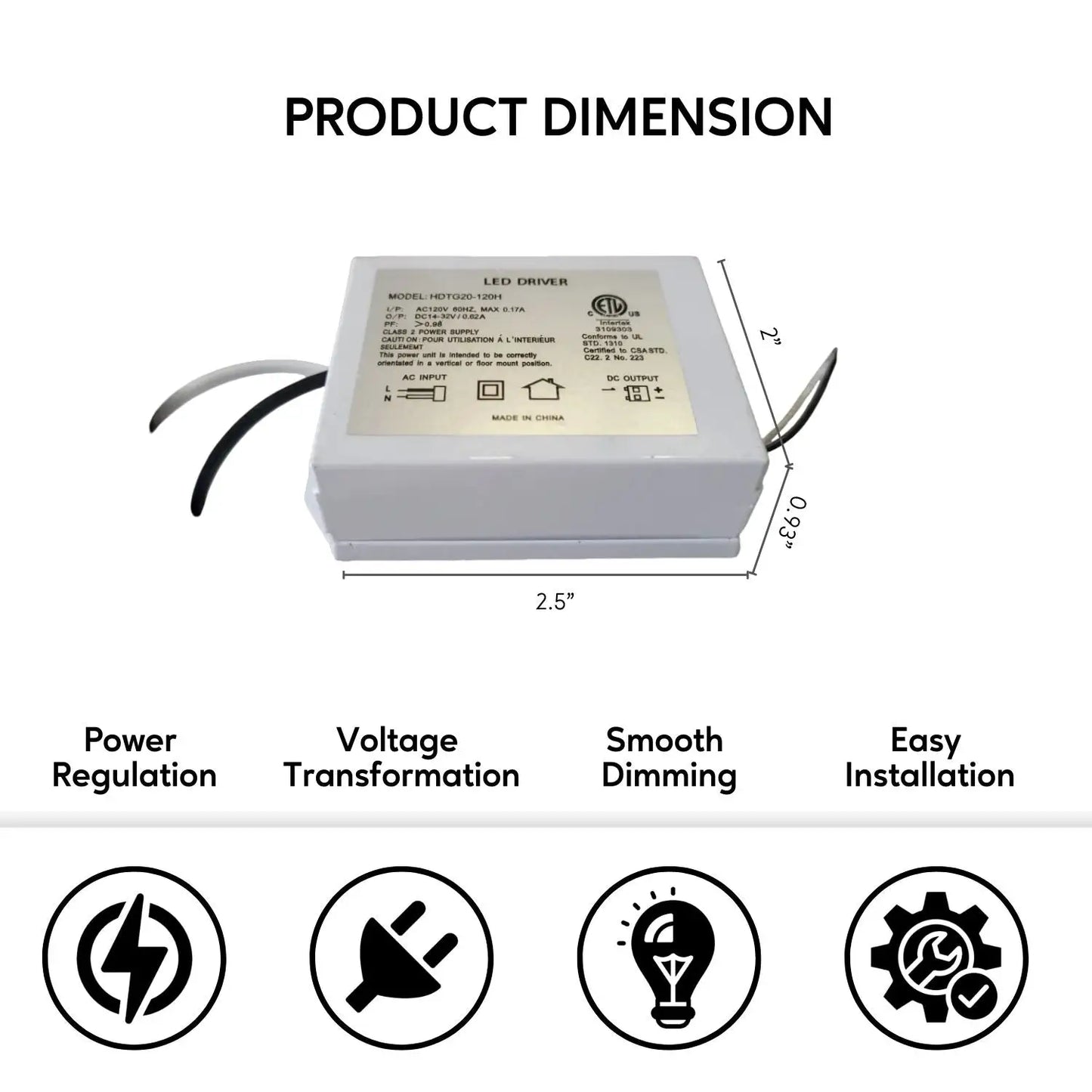 20W LED-drivrutiner 14-32V DC 20W Max 0,17A Dimbara