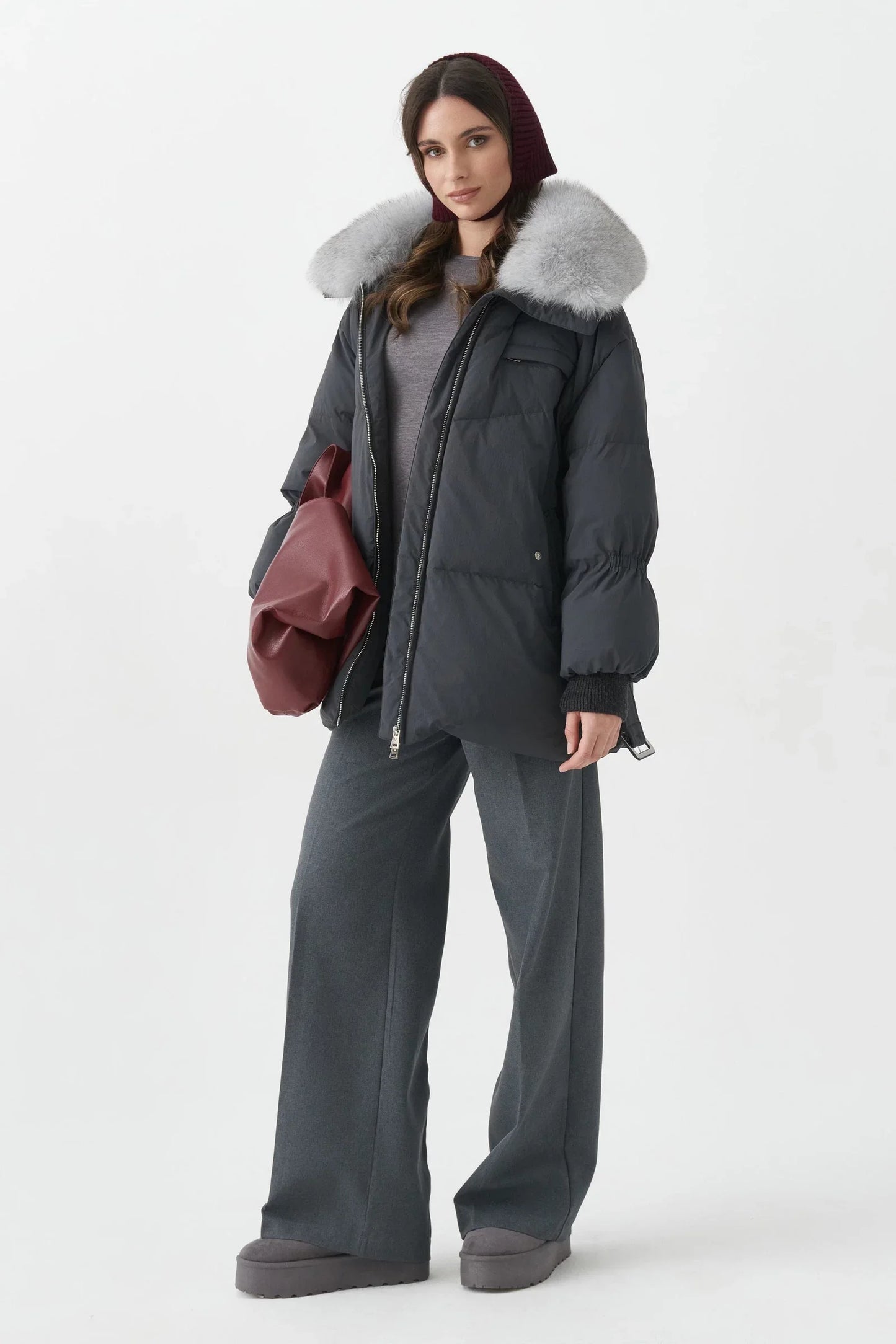 Cappotto imbottito in piuma d'oca blu originale