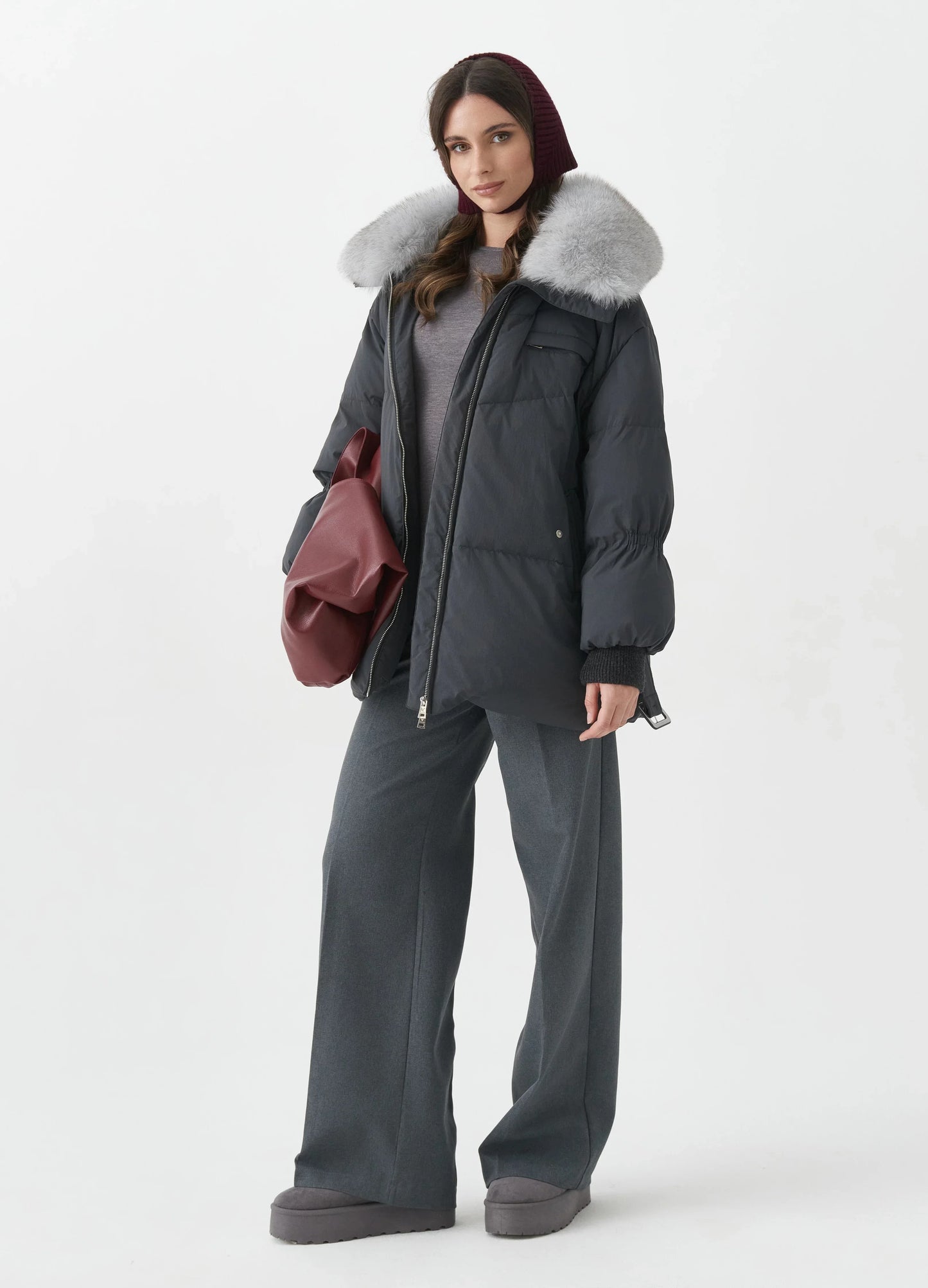 Cappotto imbottito in piuma d'oca blu originale