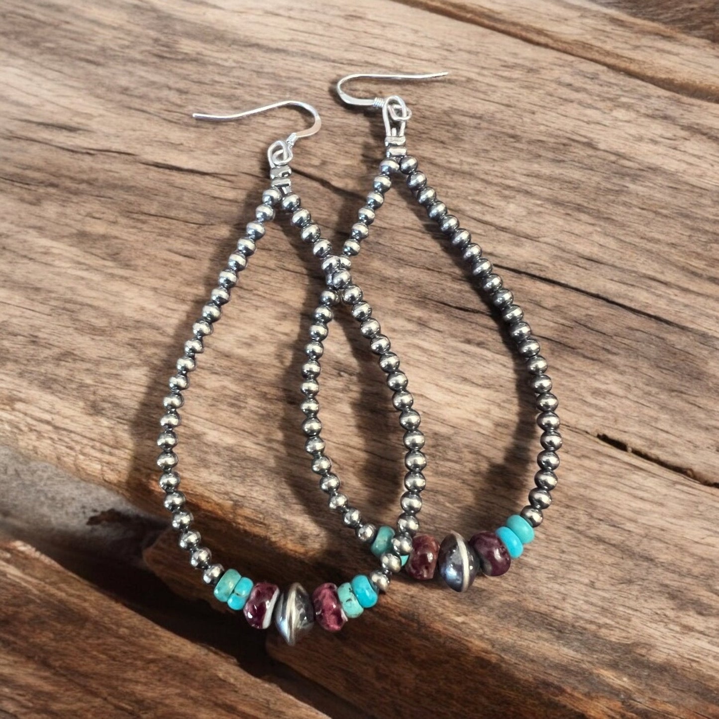 Orecchini a goccia da 3 mm Perle in argento sterling con ostrica spinosa viola