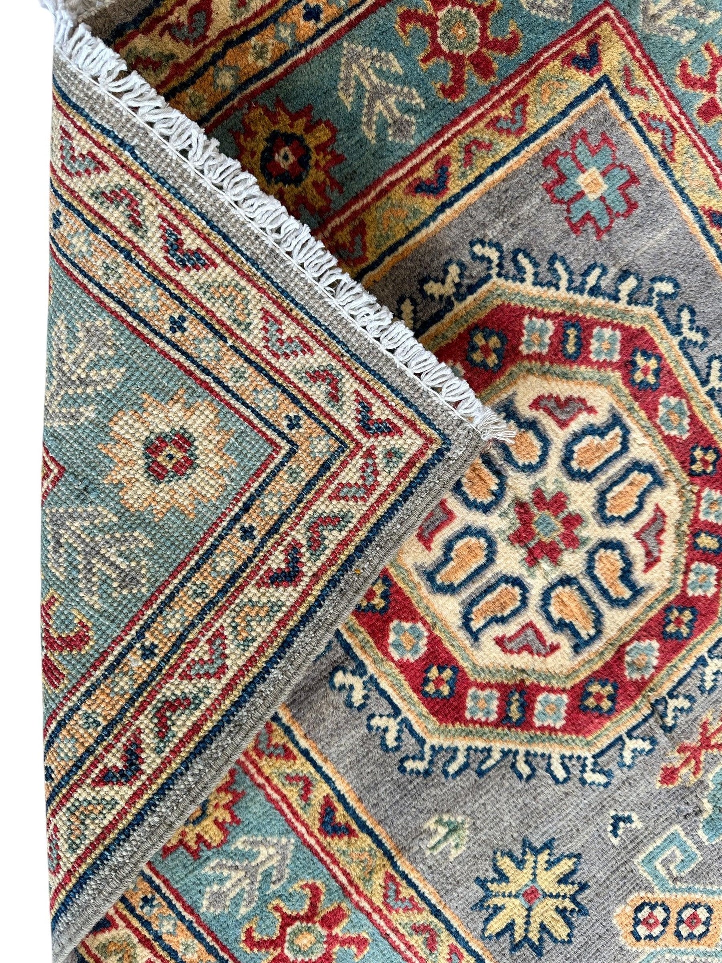 Håndknyttet afghansk Kazak ull løperteppe – 2'7" x 12'3" – Tradisjonelt geometrisk design