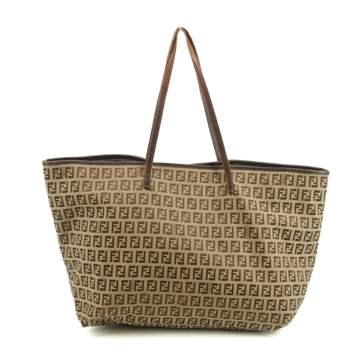 Fendi FF Zucchino Patter Beige Shoulder Bag #3579