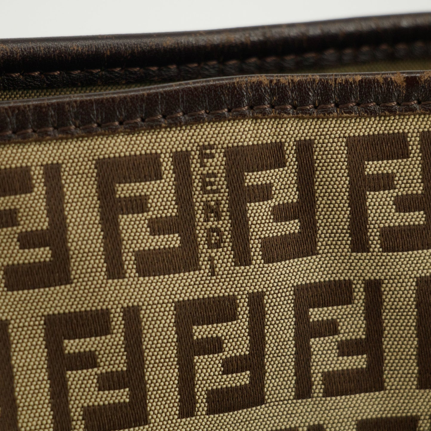 Fendi FF Zucchino Patter Beige Shoulder Bag #3579