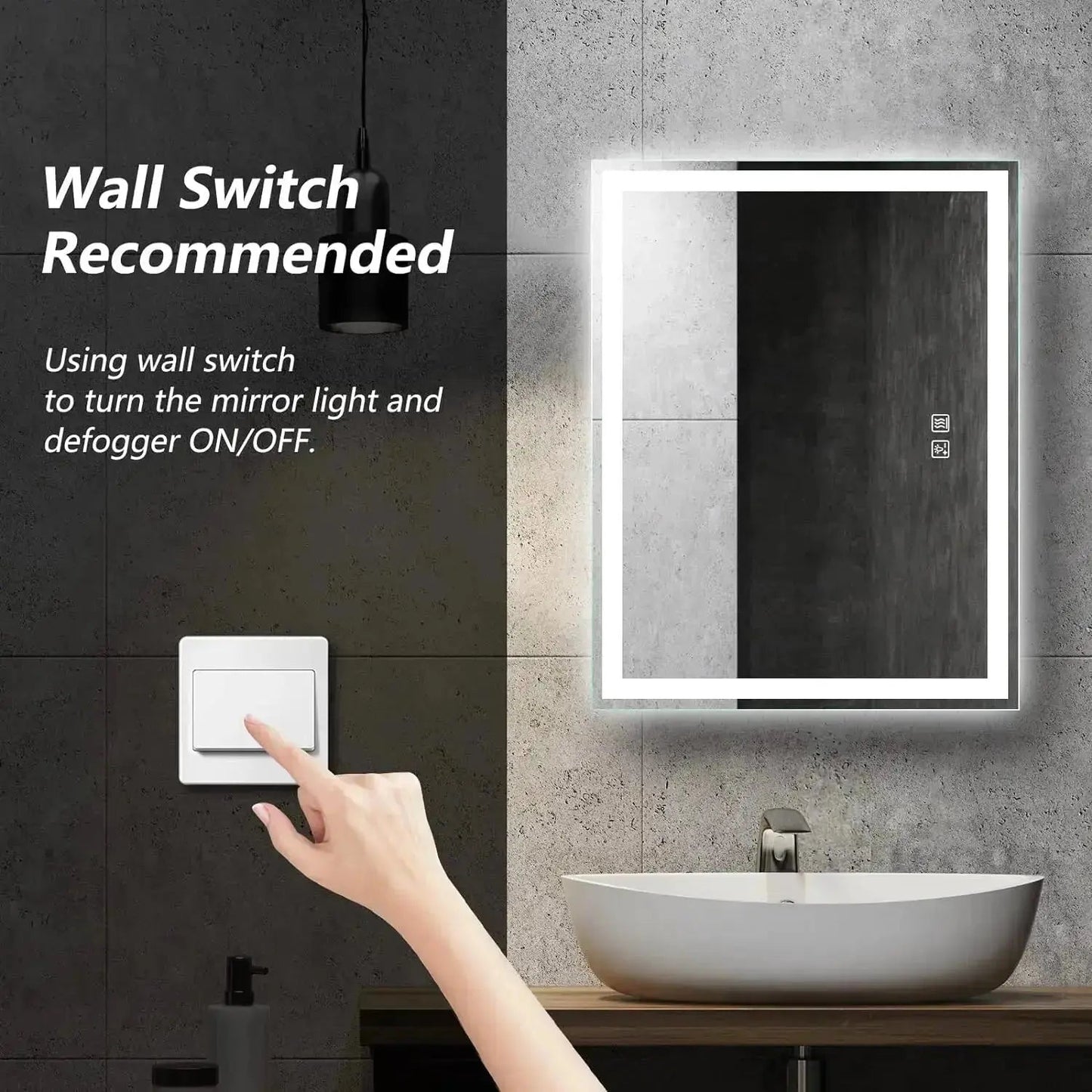Specchio da bagno LED con illuminazione centrale 36 x 28 pollici