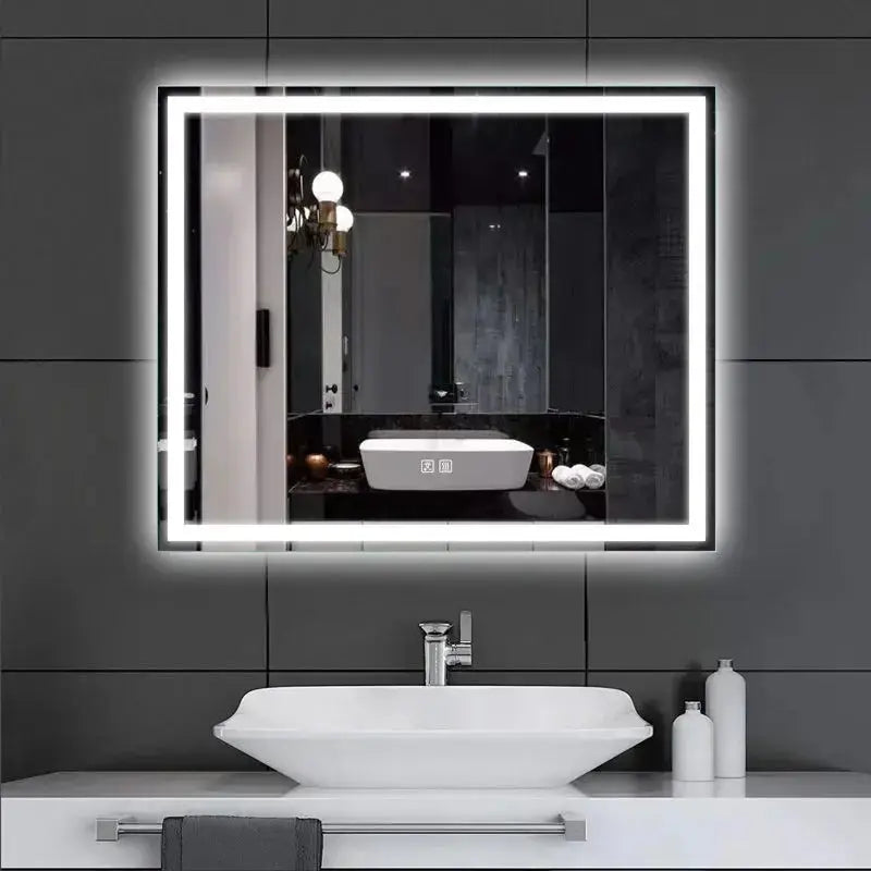 Specchio da bagno LED con illuminazione centrale 36 x 28 pollici