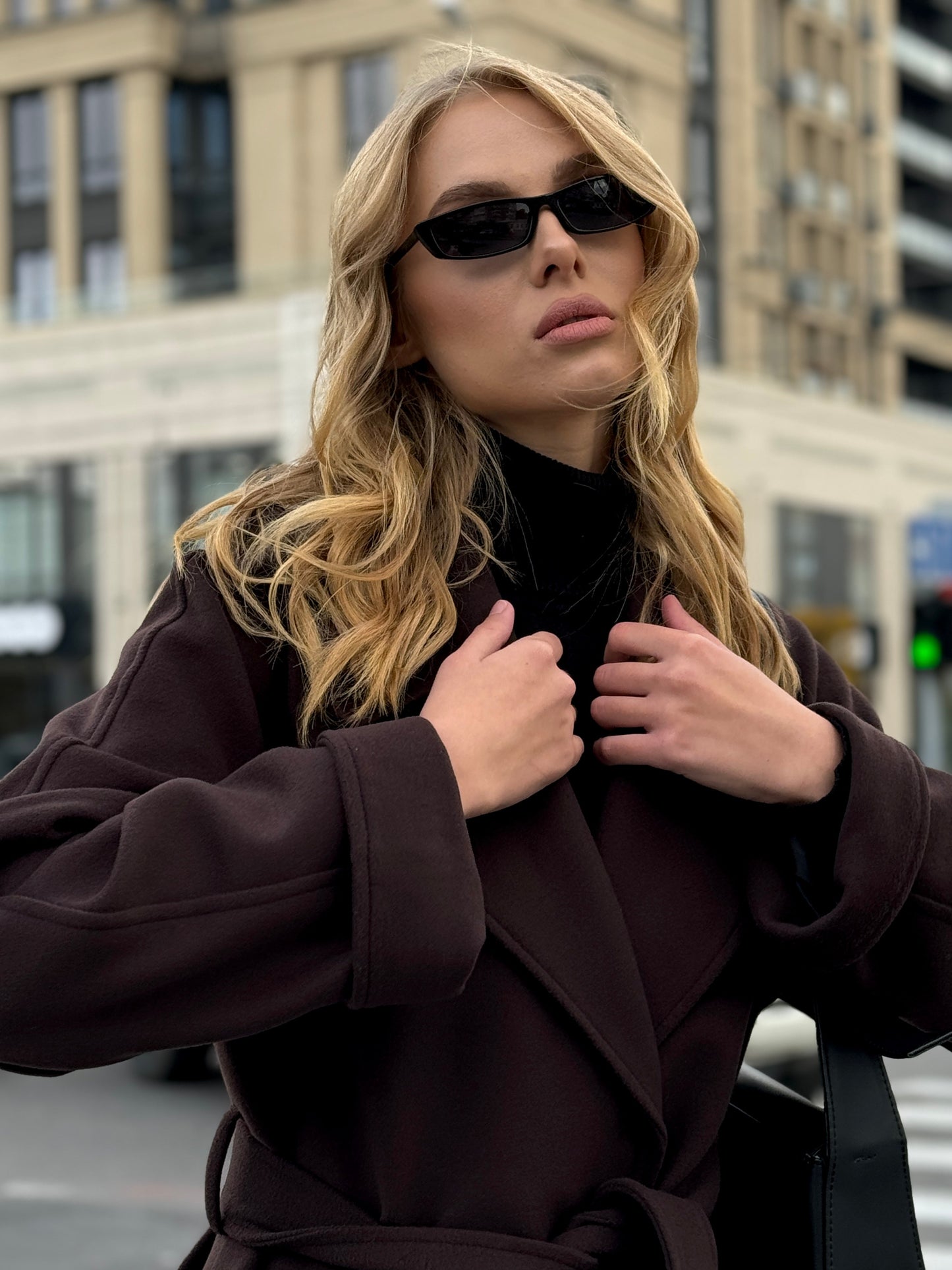 Cappotto classico Emily in misto lana colore cioccolato intenso