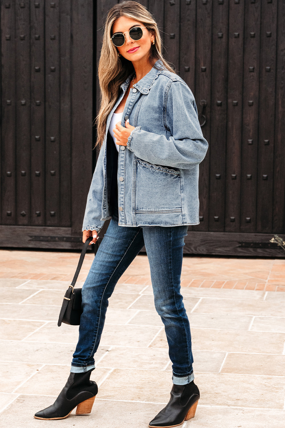 Brooklyn kamskjellkant knappet denimjakke