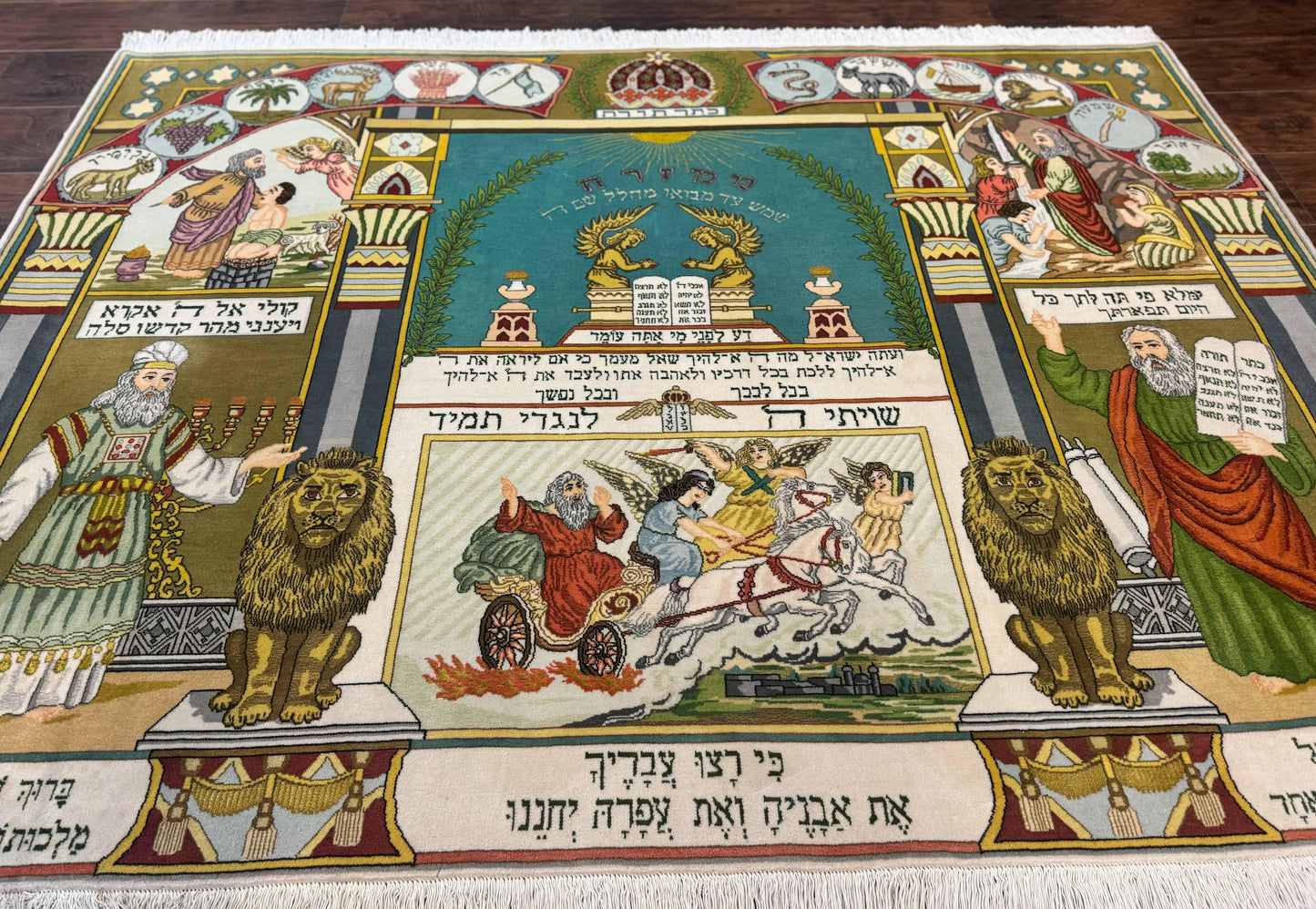 Persian Tabriz Jewish Pictorial Rug - Biblical Scenes, Kork Wool