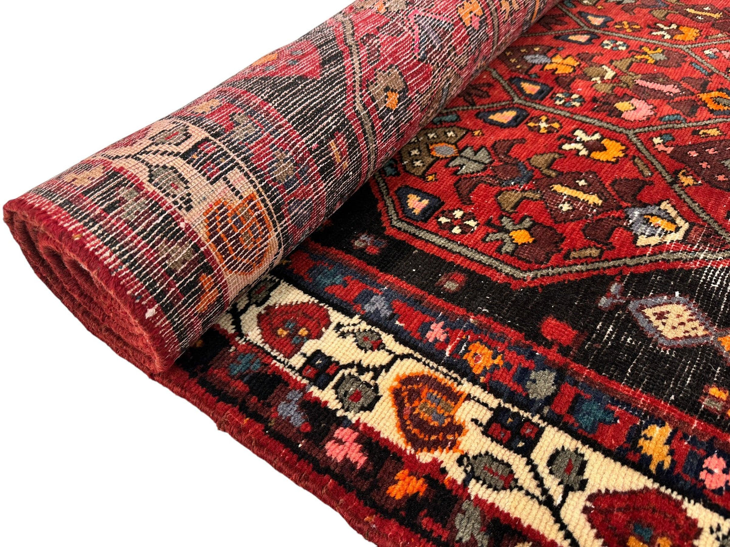 Vintage persisk löpare från Hosseinabad - 4’2” x 10’5” - Handvävd ull, cirka 1950-talet