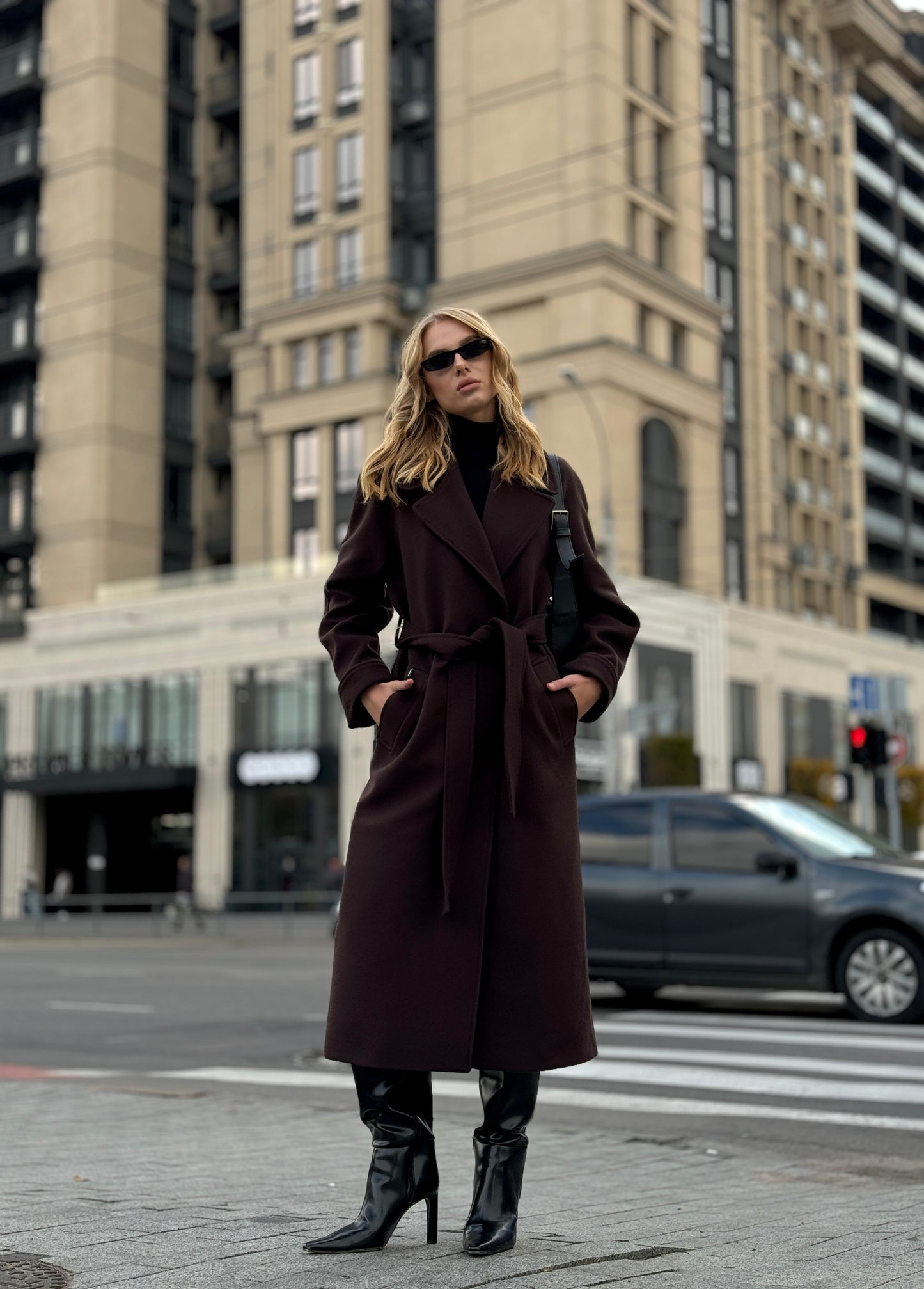 Cappotto classico Emily in misto lana colore cioccolato intenso