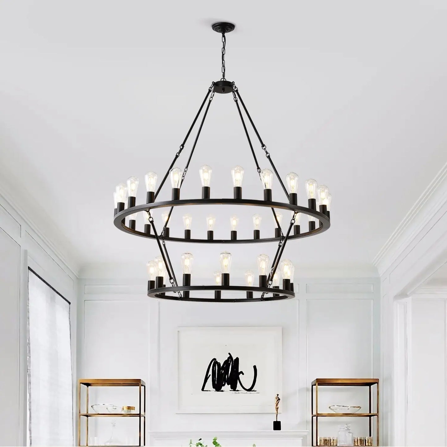 48" vagnshjul hängande lampor taklampa för matrum och vardagsrum