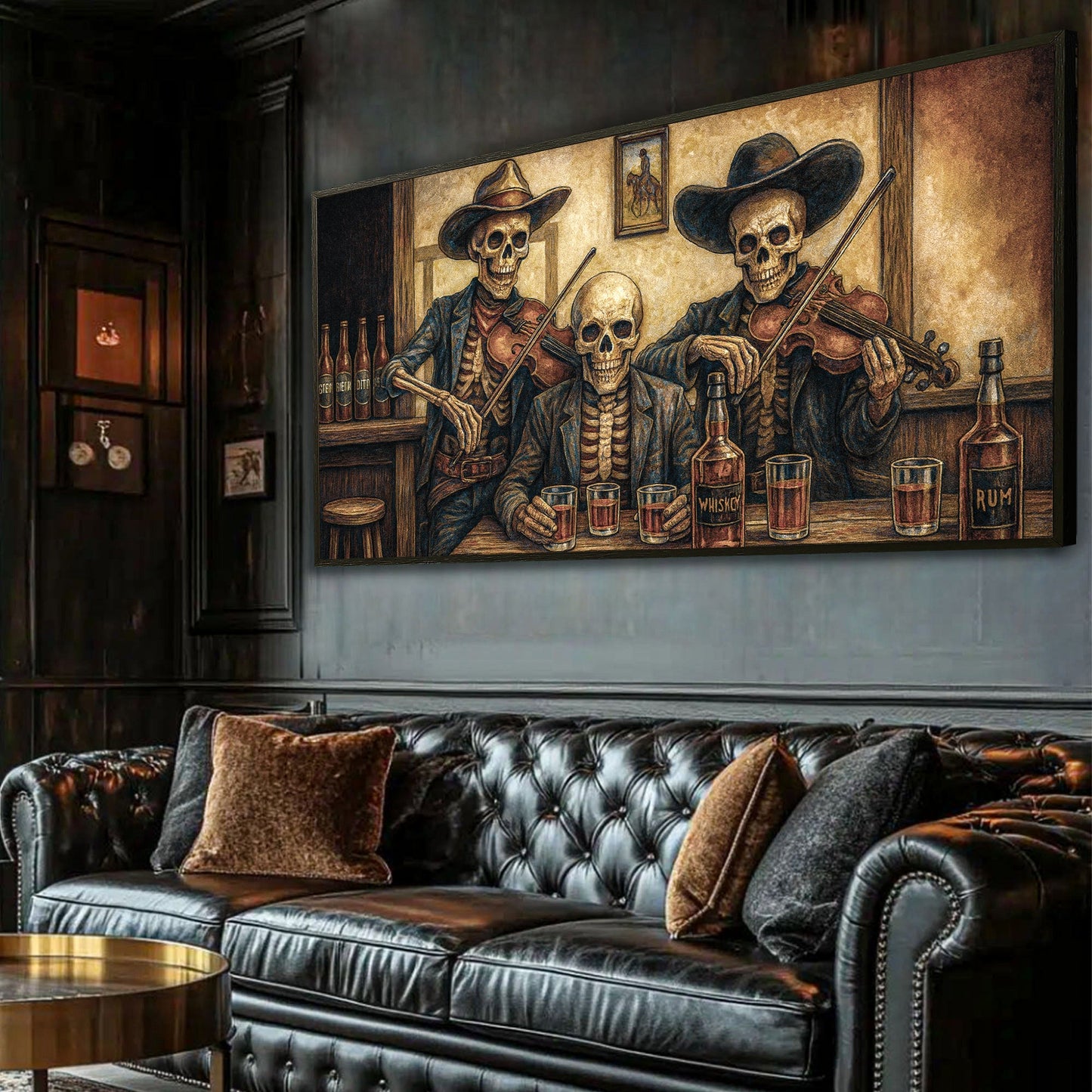 Scheletri da cowboy Arte da parete western per bar
