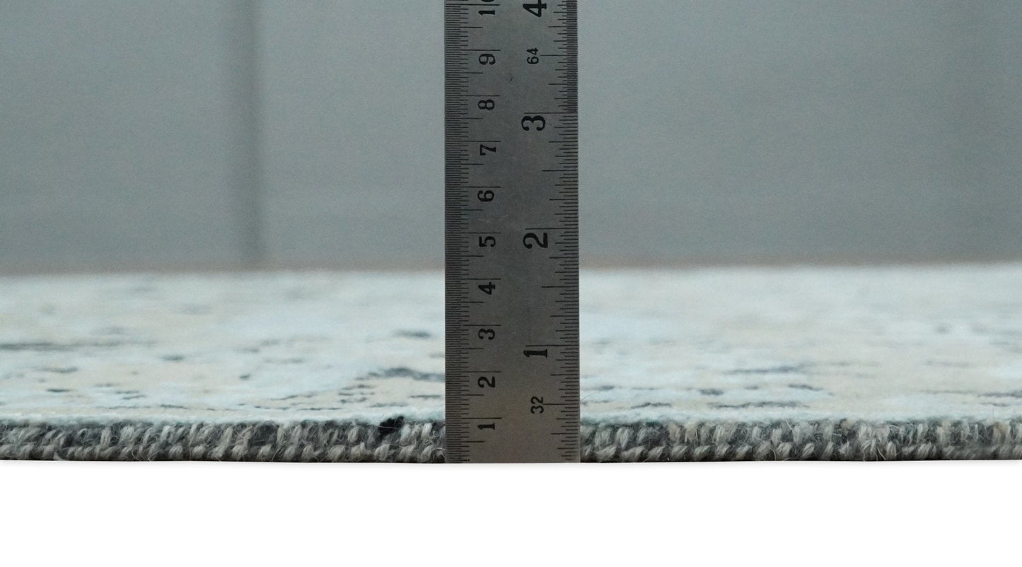 4x6 Fine Hand Knotted Aqua, Beige and Black Traditional Vintage Persian Style Antique Wool and Bamboo Silk Rug | AGR10