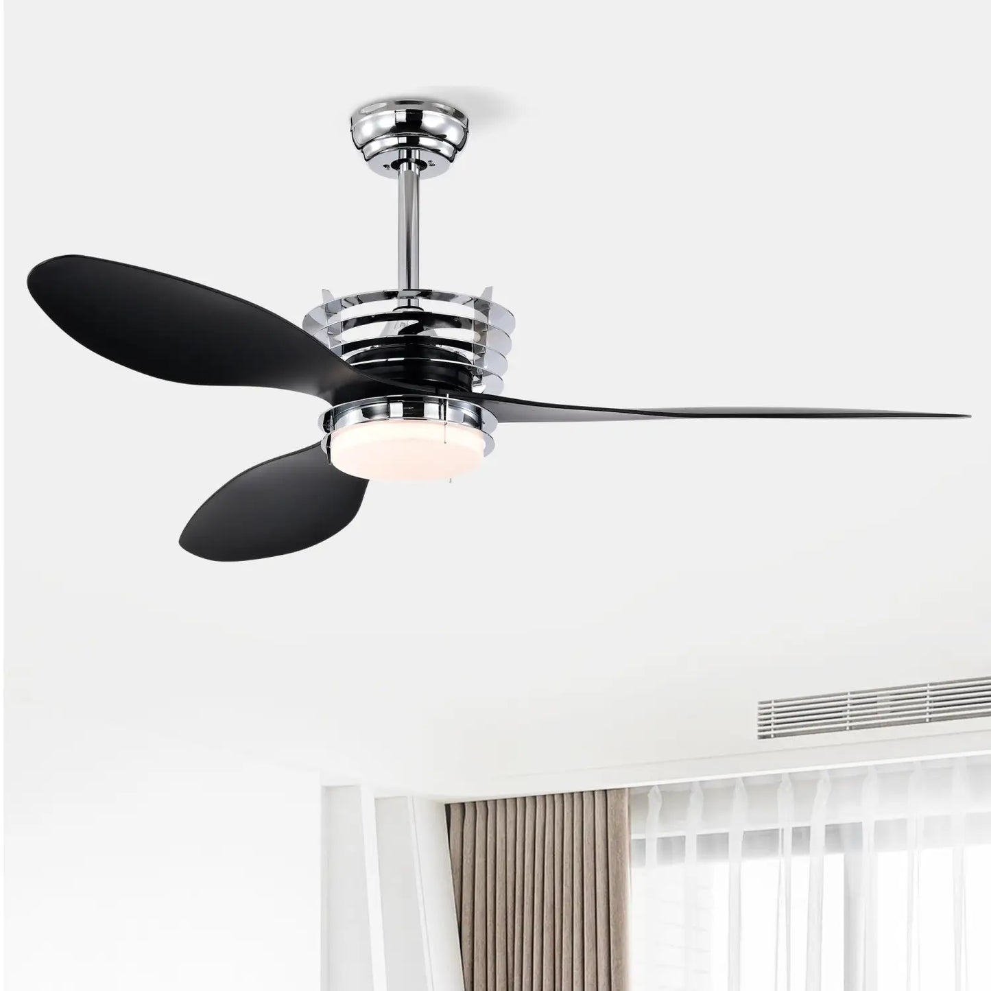 52" modern takfläkt med ljus, 3 ABS-blad, DC fjärrkontroll