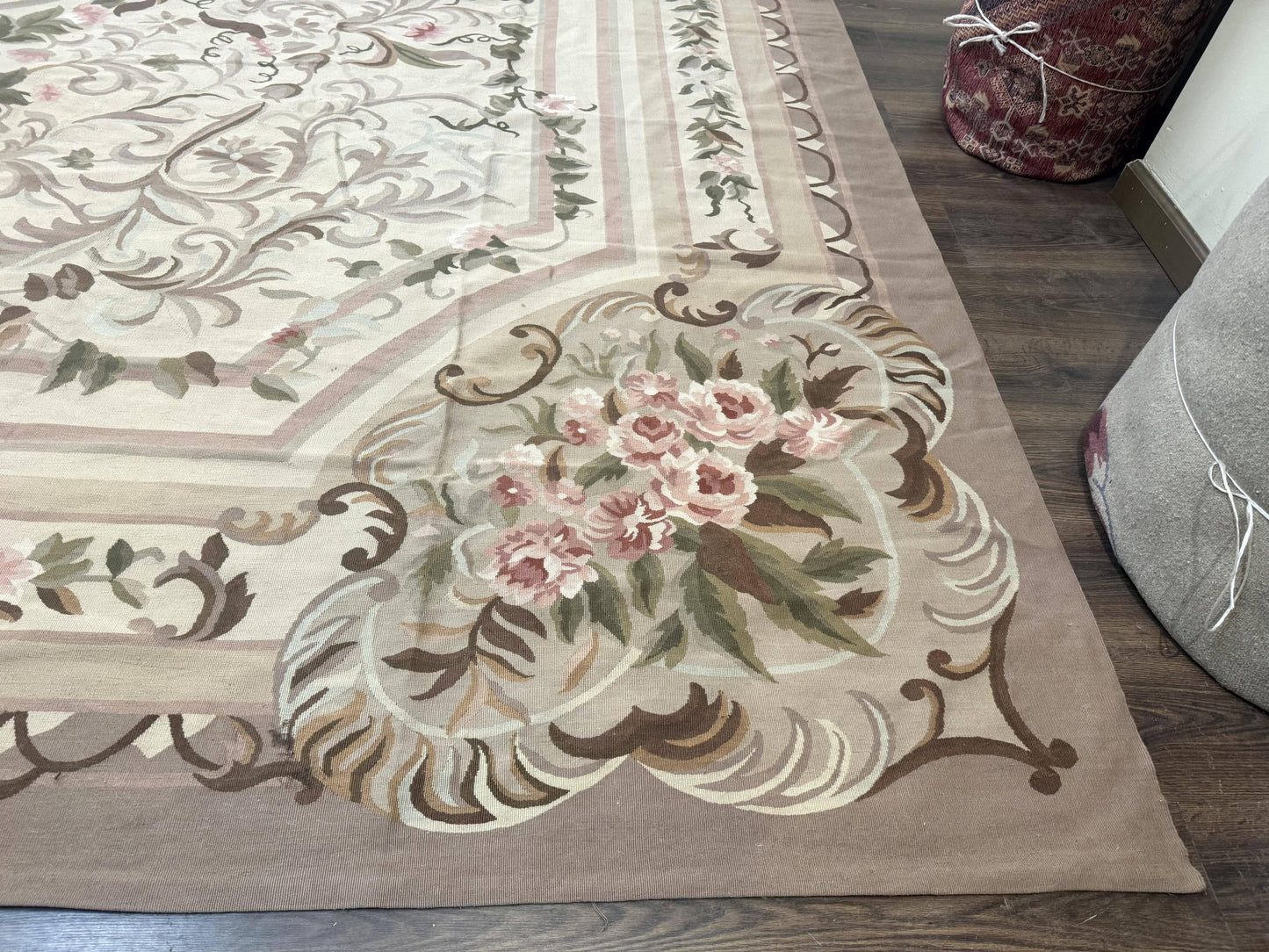 Palace Sized Aubusson Rug 13 x 20, Flatweave Aubusson Weave, Oversized Rug, European French Elegant Design