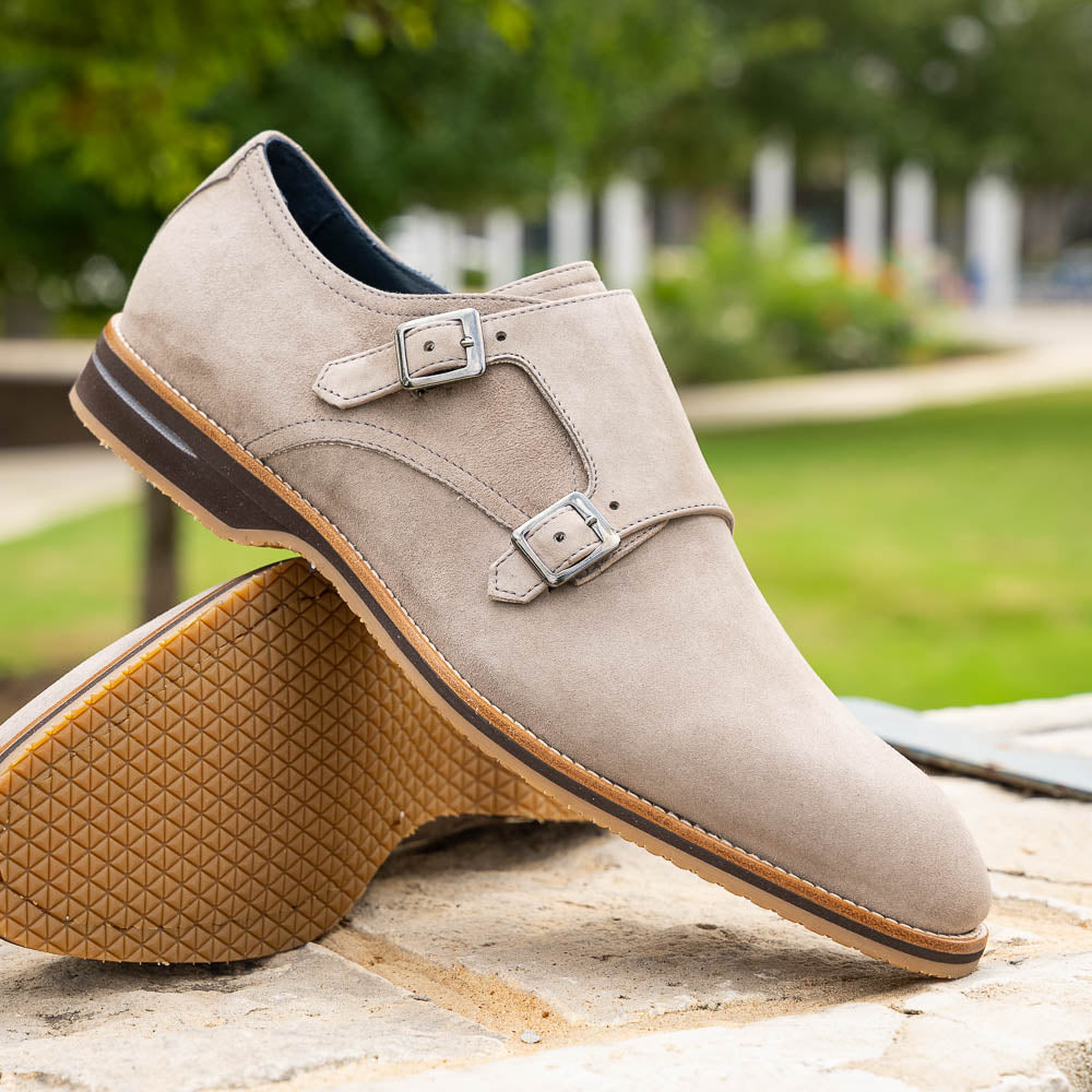 56-105-SND LEGERRA Monkstrap in pelle scamosciata di capra, sabbia
