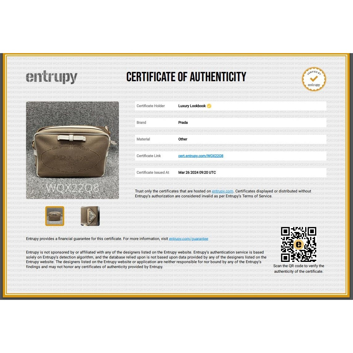 Borsa a tracolla per fotocamera in tela kaki Prada