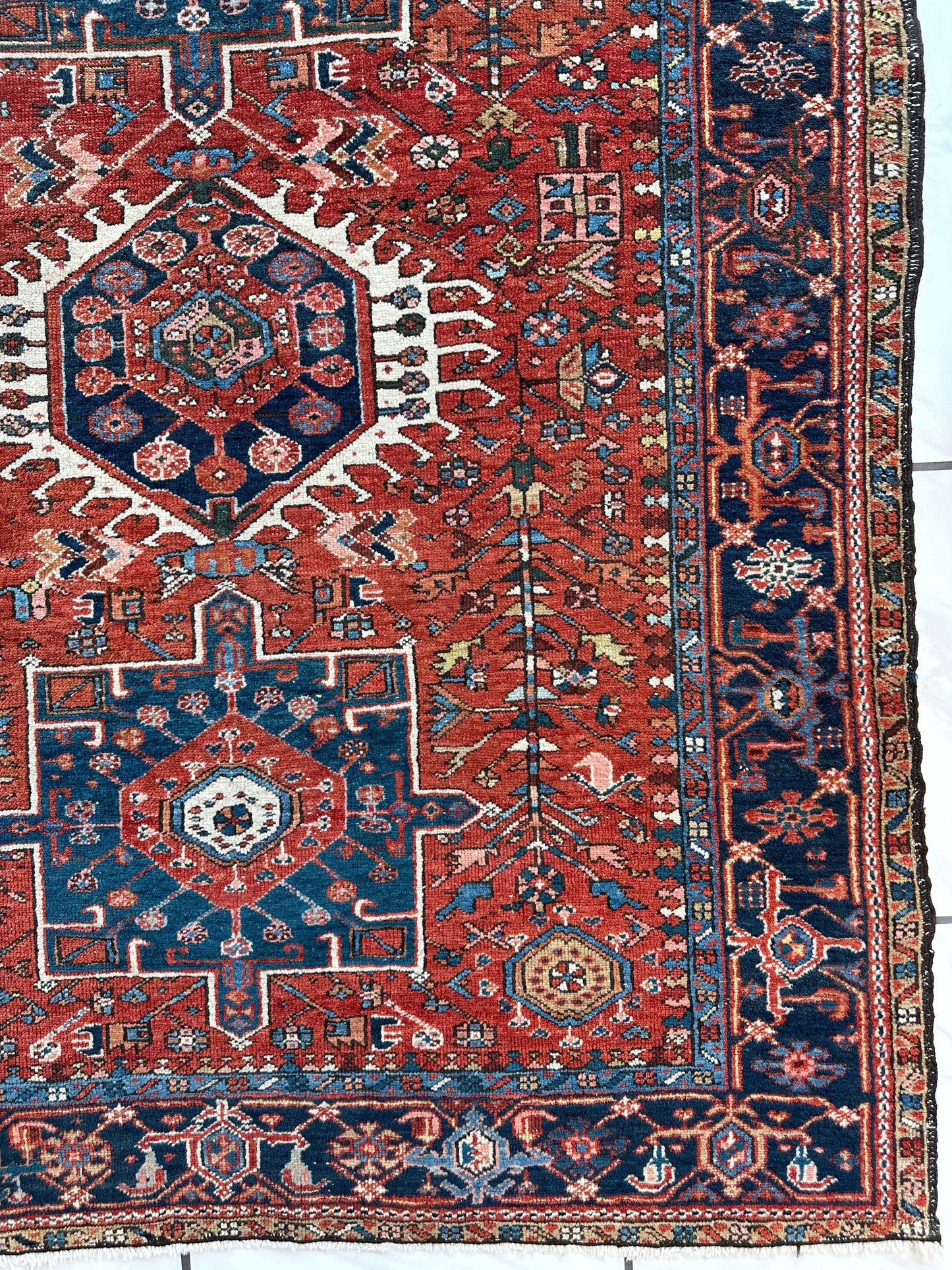 KARAJA Persian Antique Heriz Rug 4'9" x 6'