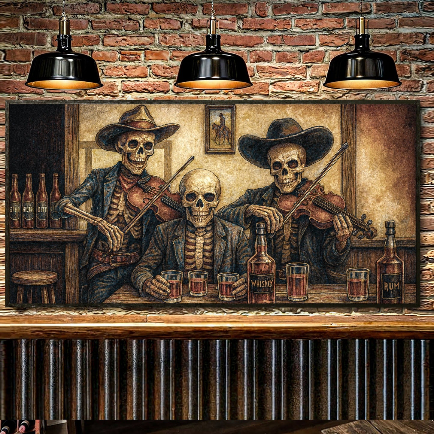 Scheletri da cowboy Arte da parete western per bar