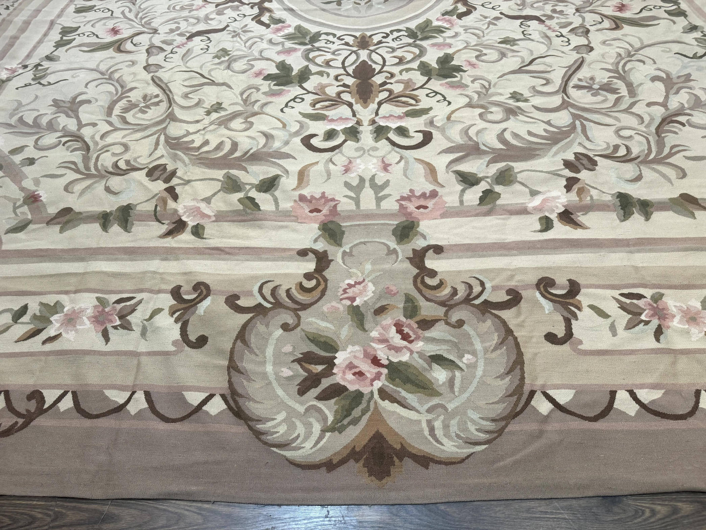 Palace Sized Aubusson Rug 13 x 20, Flatweave Aubusson Weave, Oversized Rug, European French Elegant Design