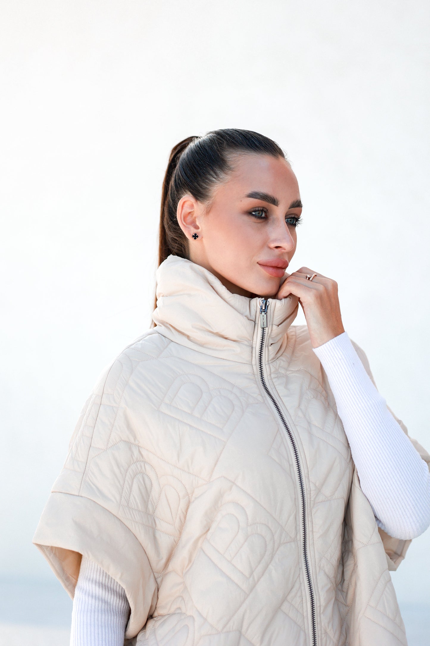 Bianca Gilet Stampato a Vestibilità Comoda