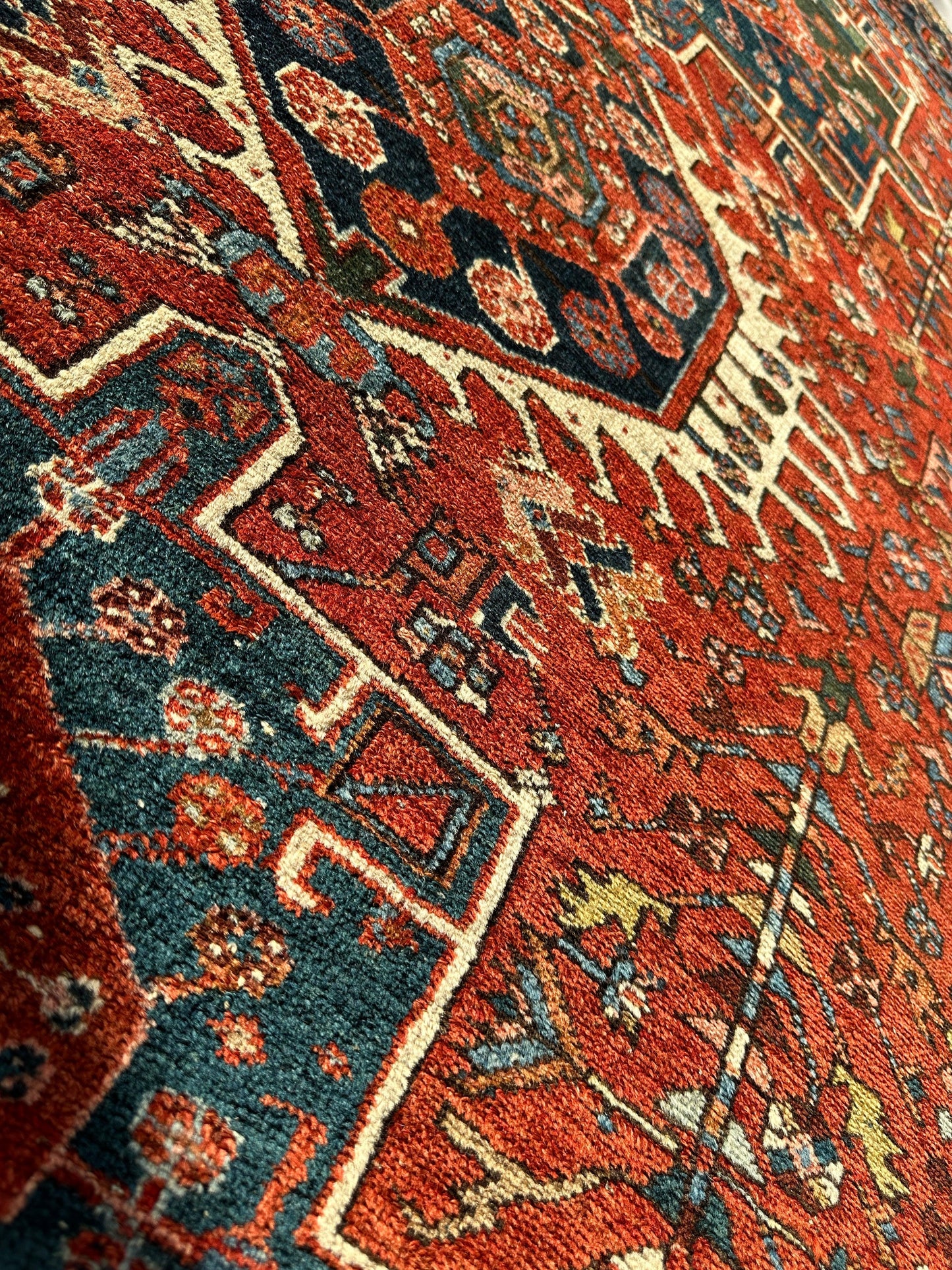 KARAJA Persian Antique Heriz Rug 4'9" x 6'