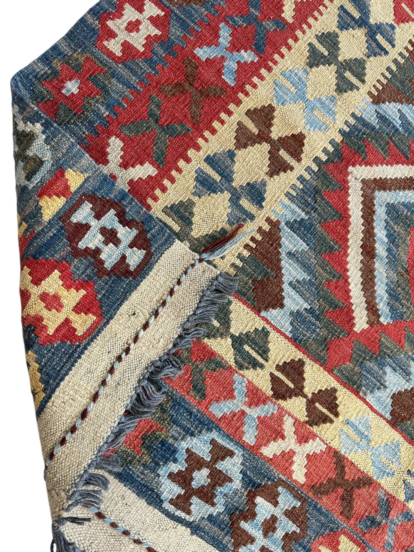 Afgański dywanik Maimana Kilim szeroki biegacz 3’3” x 6’8”