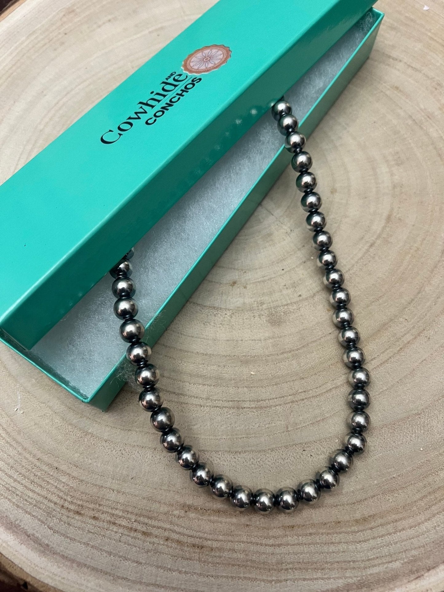 Naszyjnik z pereł sterling 8mm - 18 cali - Klasyczny naszyjnik z pereł