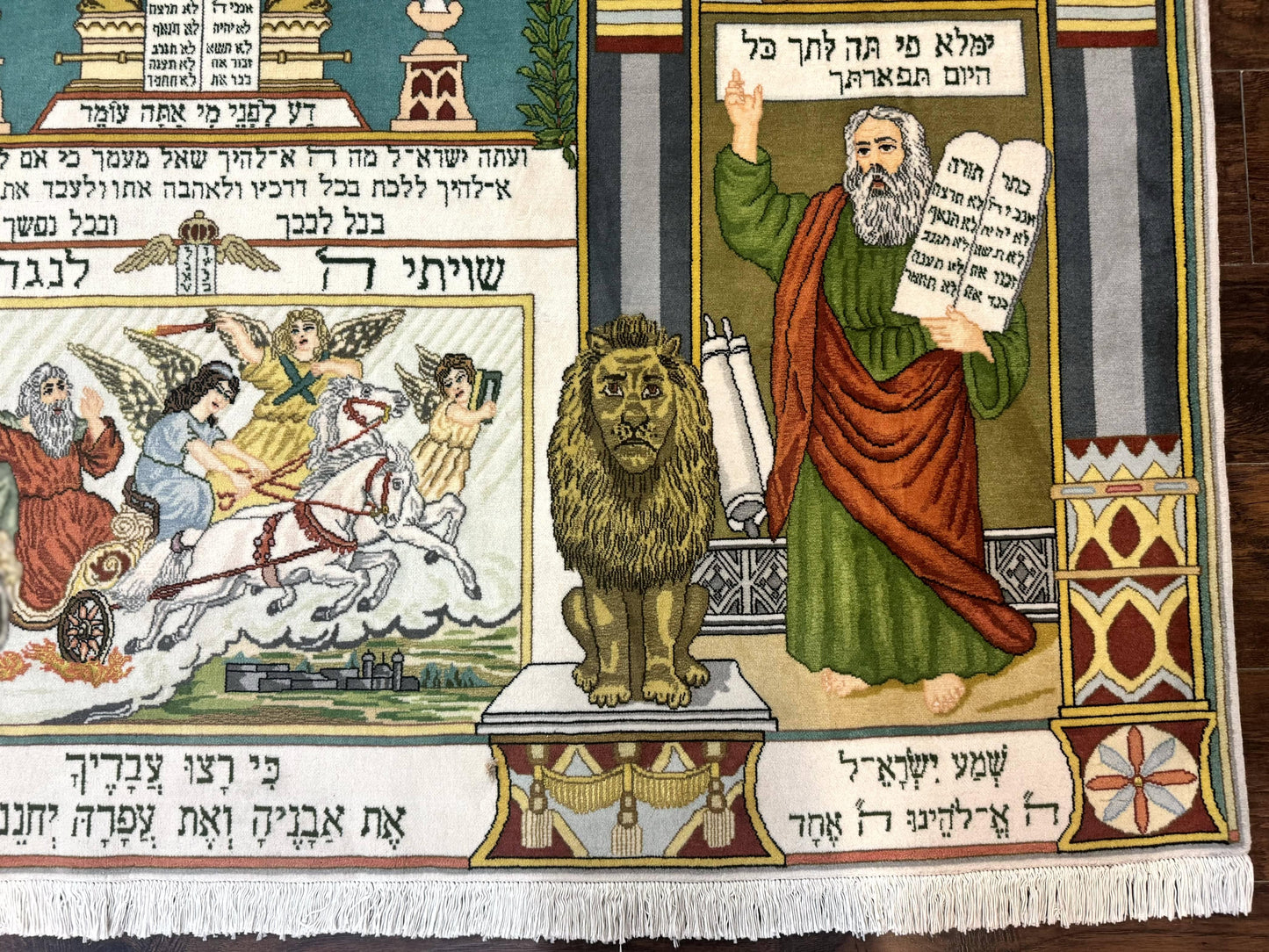 Persian Tabriz Jewish Pictorial Rug - Biblical Scenes, Kork Wool