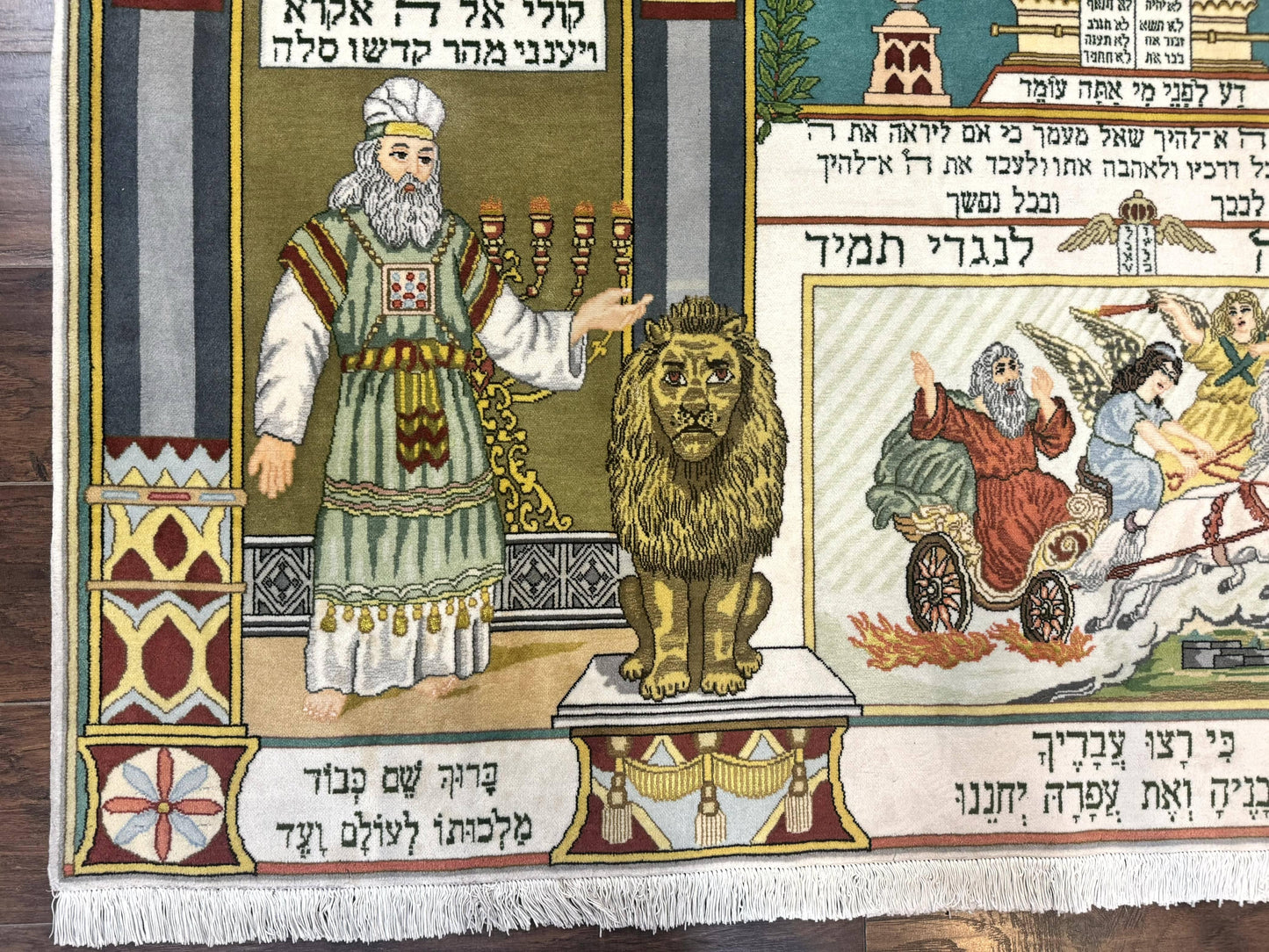 Persian Tabriz Jewish Pictorial Rug - Biblical Scenes, Kork Wool