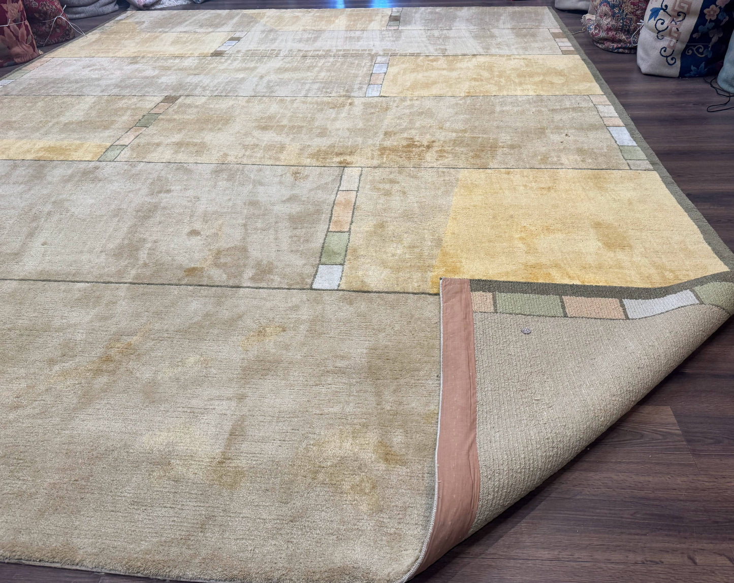Tufenkian Tibetan Rug 12x16, Handmade Wool Modern Area Rug, Palace Size Carpet