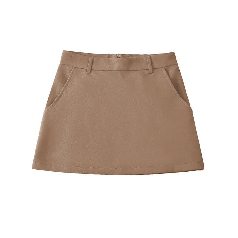 A-Line Mini Skirt with Pockets | Structured Fabric for Versatile Styling 2