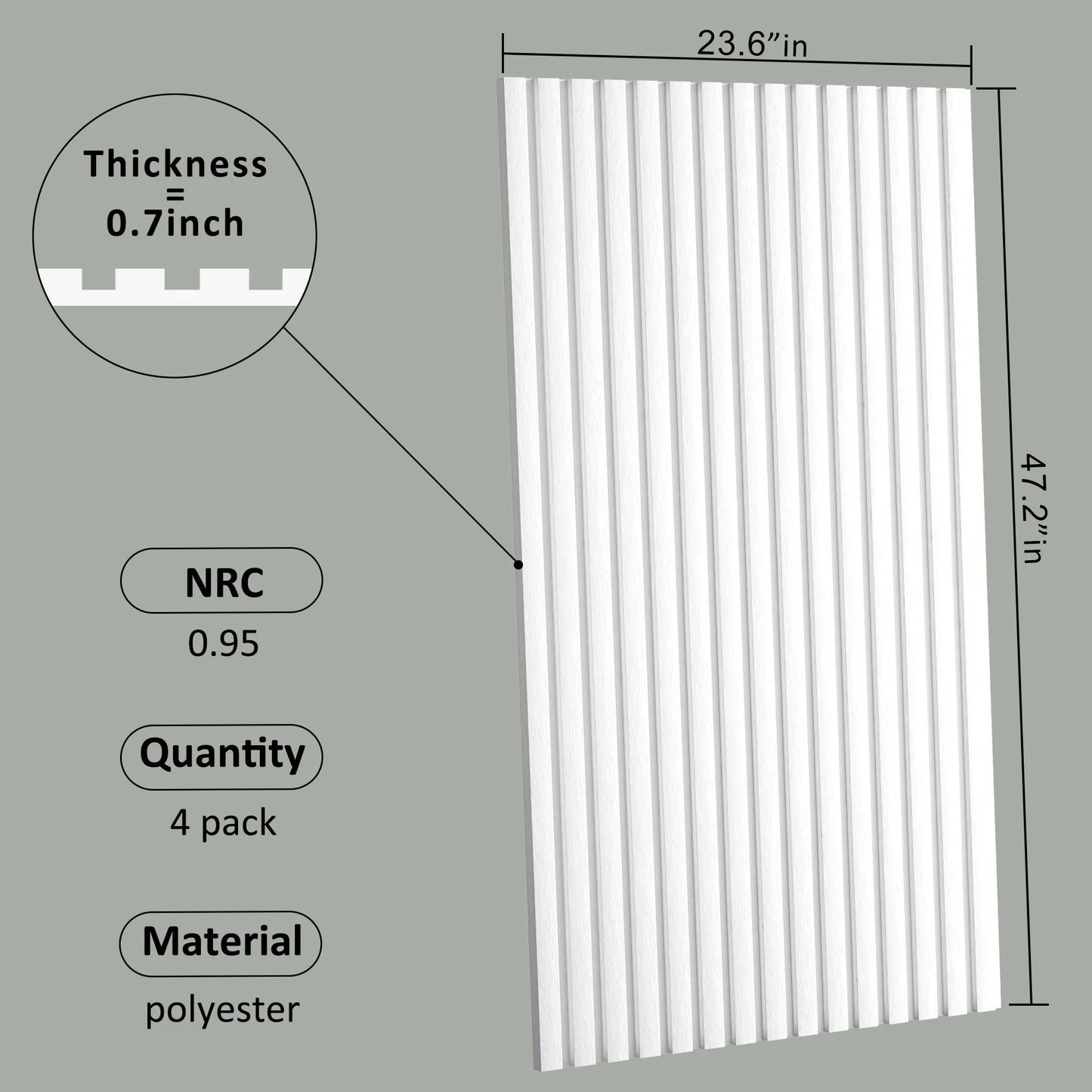 Akustisk 100% polyester veggpanel, 48x24x0.7 lydtette veggpaneler