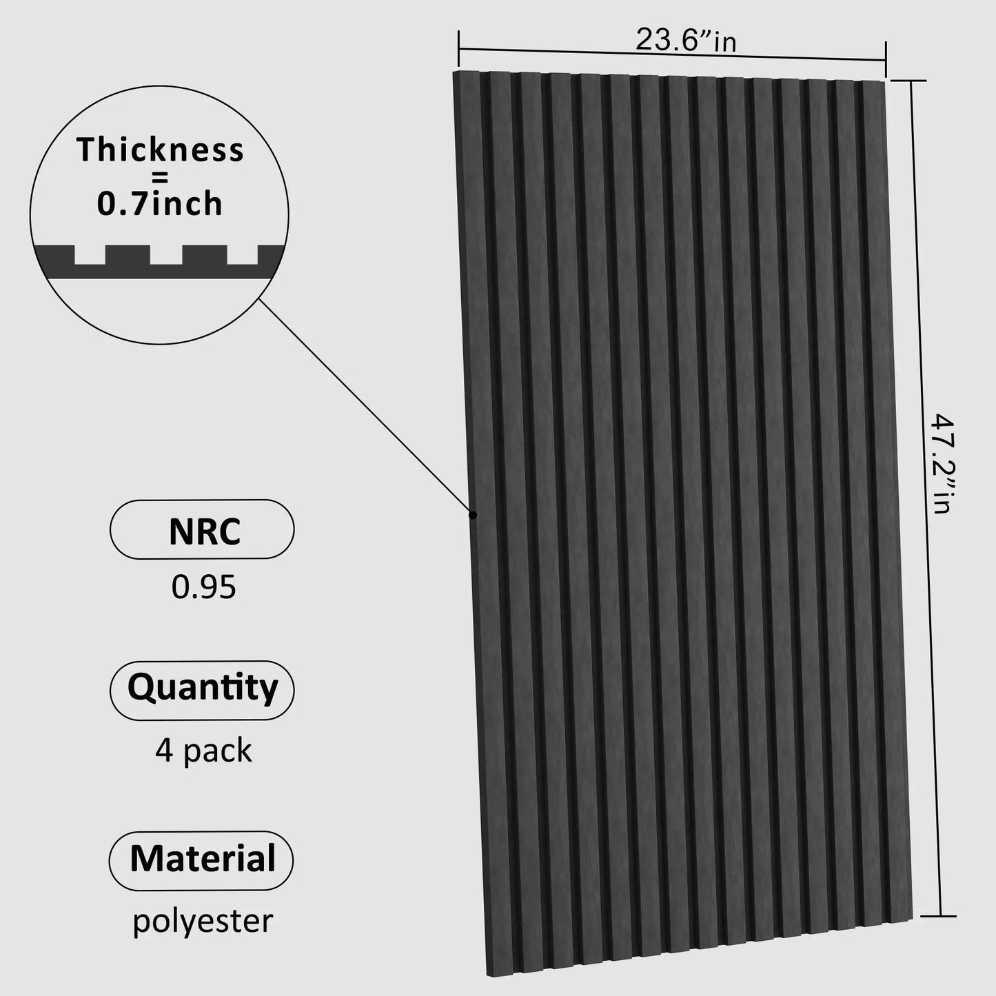 Akustisk 100% polyester veggpanel, 48x24x0.7 lydtette veggpaneler