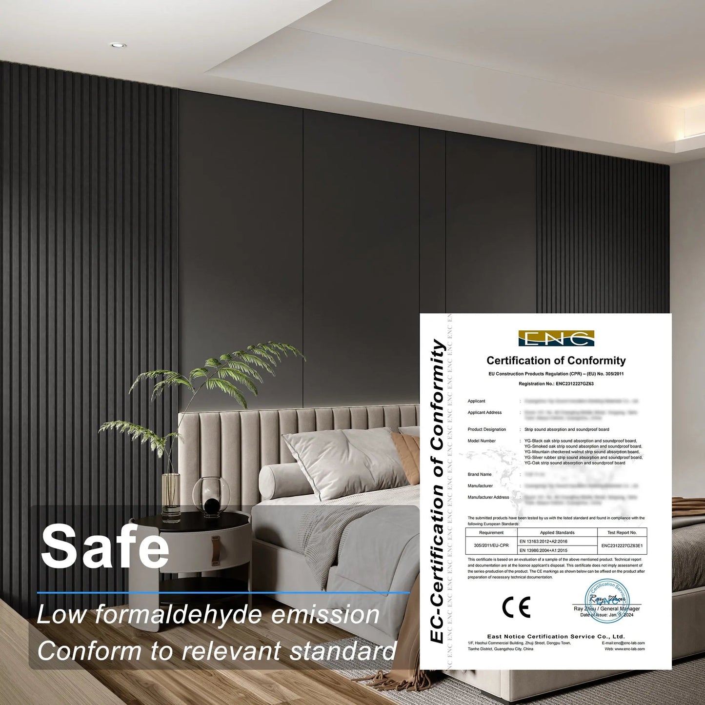 Akustisk 100% polyester veggpanel, 48x24x0.7 lydtette veggpaneler