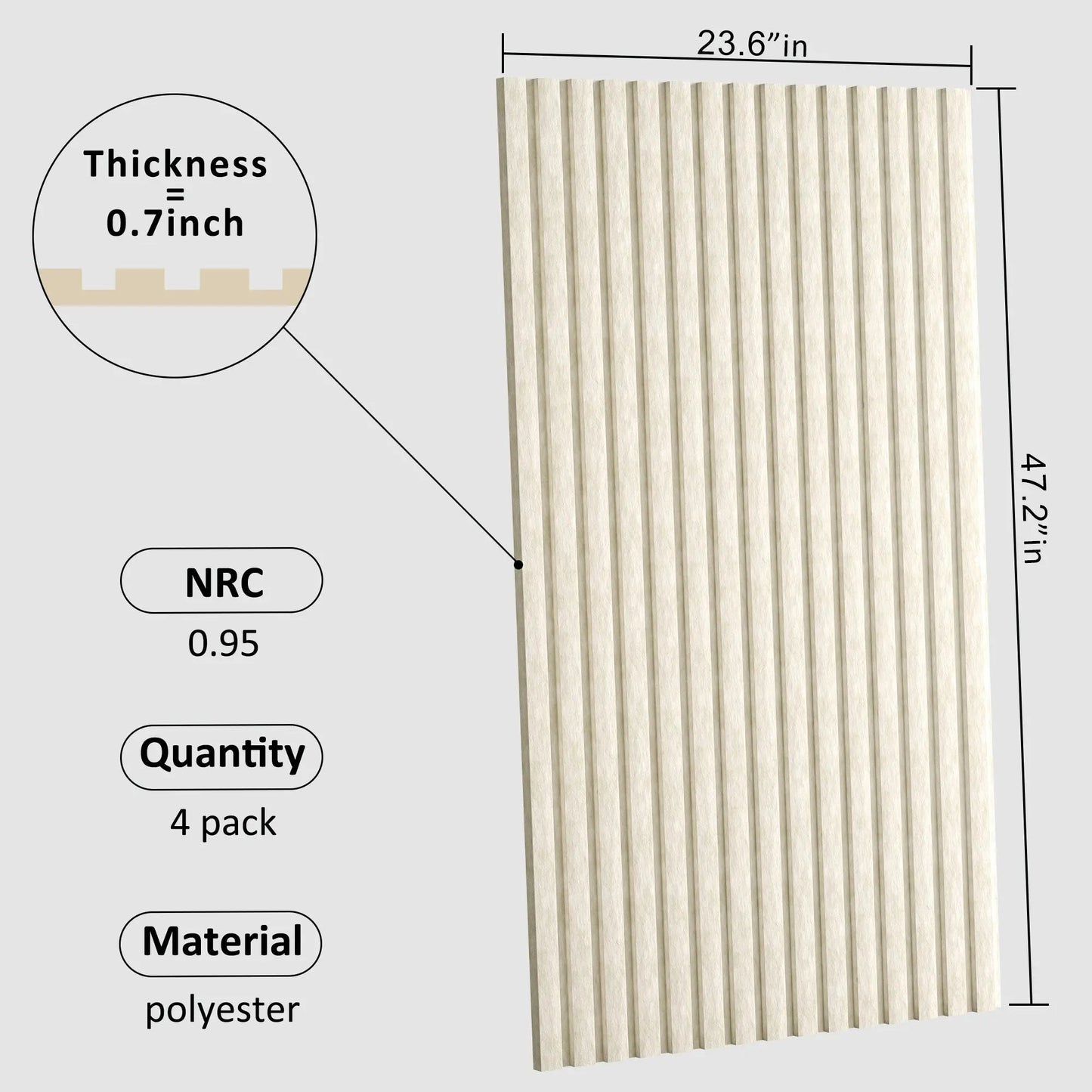 Akustisk 100% polyester veggpanel, 48x24x0.7 lydtette veggpaneler