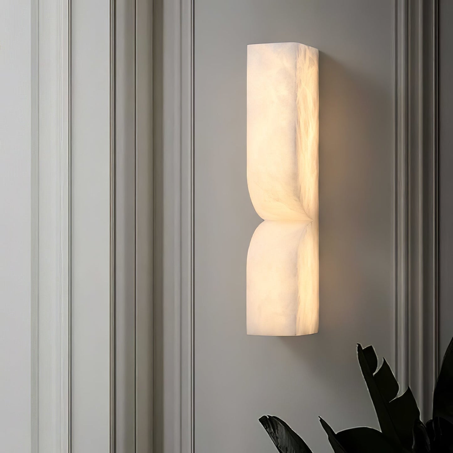 Alabaster Wall Sconce | Intricate Carved Design with LED Lighting 1