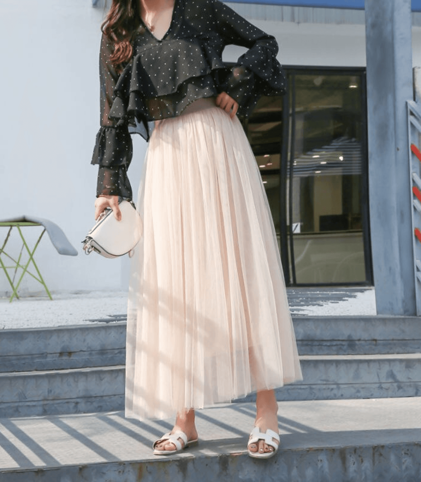 Ankle Length Women's Tulle Skirt | Layered Mesh for Elegant Flow 5