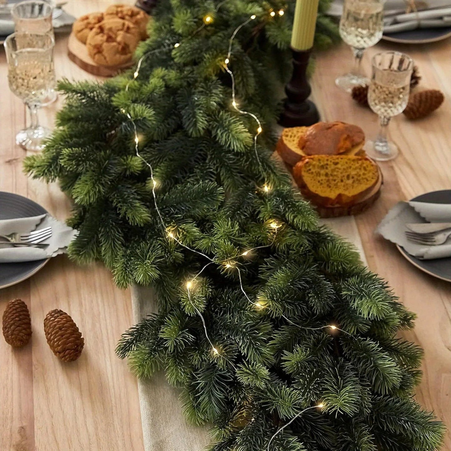 Artificial Pine Garland | 74.8 Inch with Battery-Operated LED Lighting 3