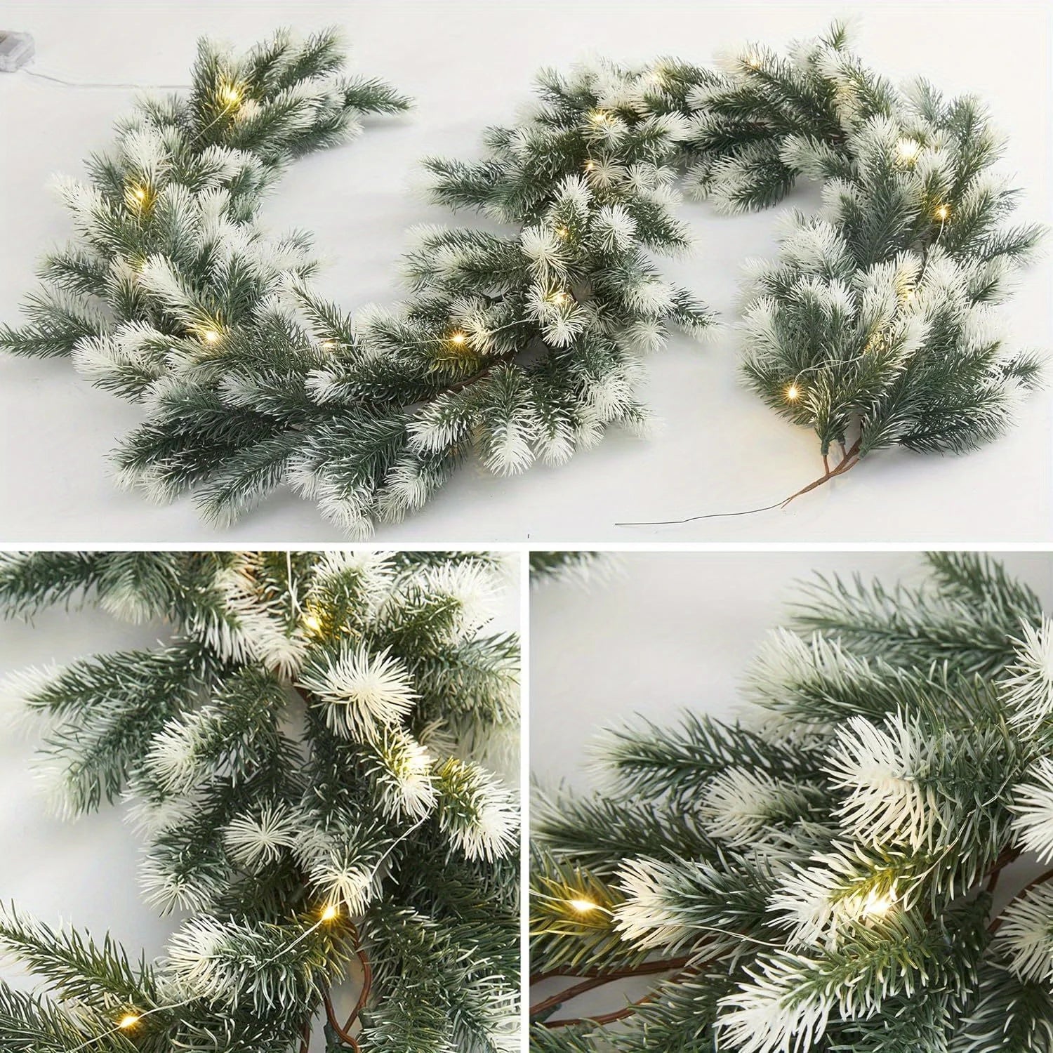 Artificial Pine Garland | 74.8 Inch with Battery-Operated LED Lighting 6