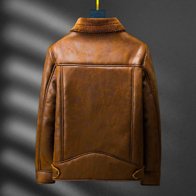 Aviator Jacket | Premium Aged Eco-Leather with Plush Shearling Collar 2
