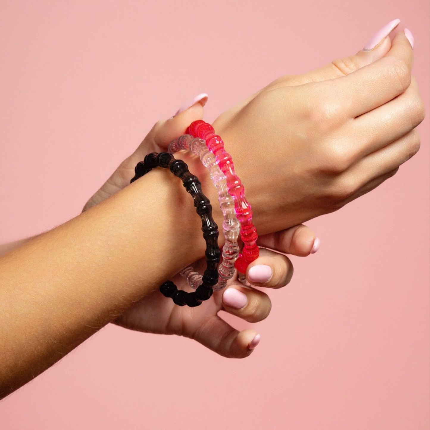 Bracciale a fascia in bambù e lucite slip on
