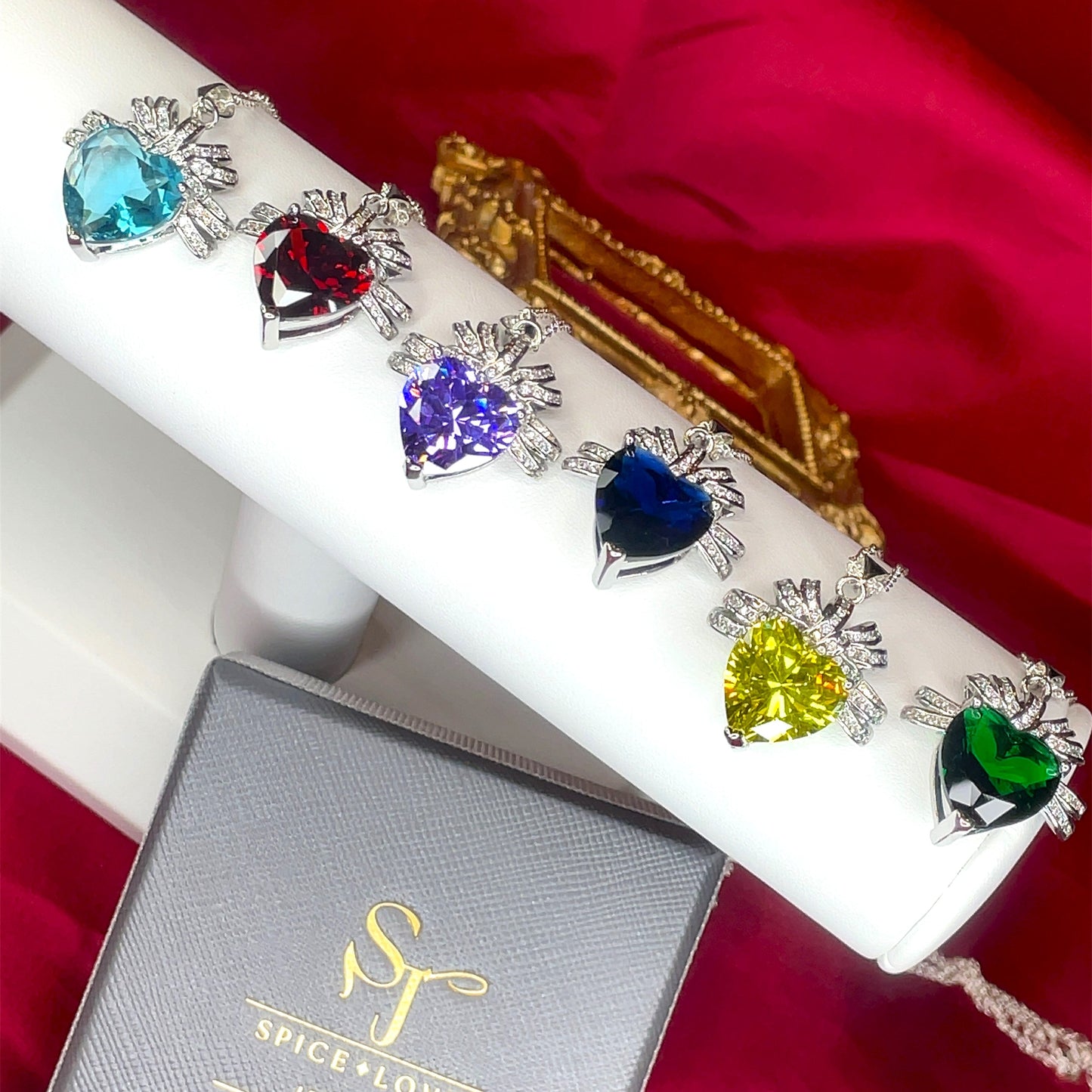 Naszyjniki z sercem z kamieniem urodzinowym według miesiąca - Spice Love Jewels