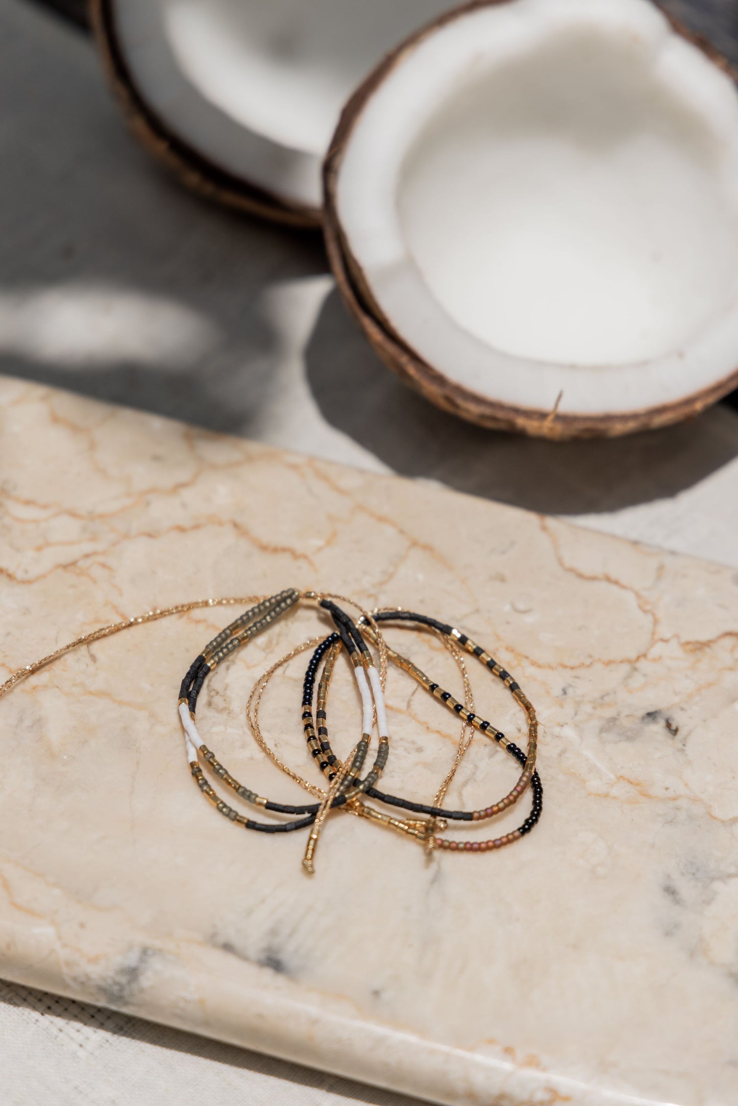 Gold Beaded Necklace and Bracelet Set